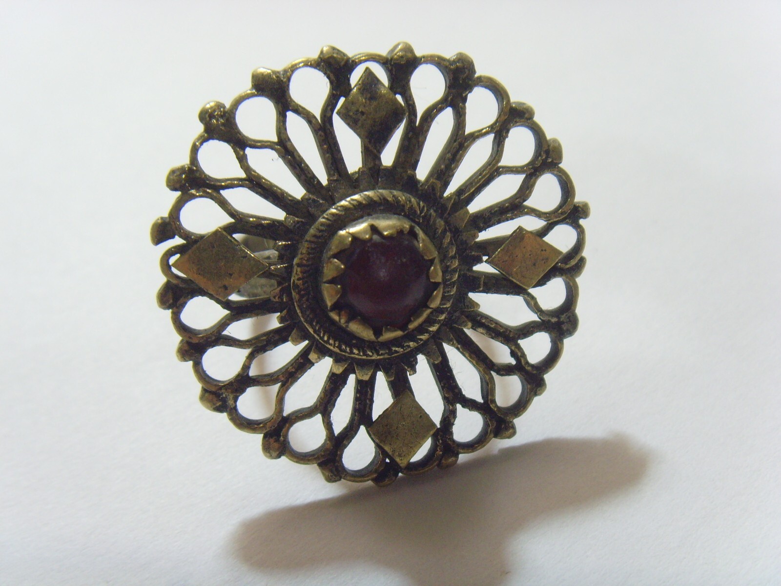 1800s antique Nomads tribal wedding ring 8 size central Asia religious 52260