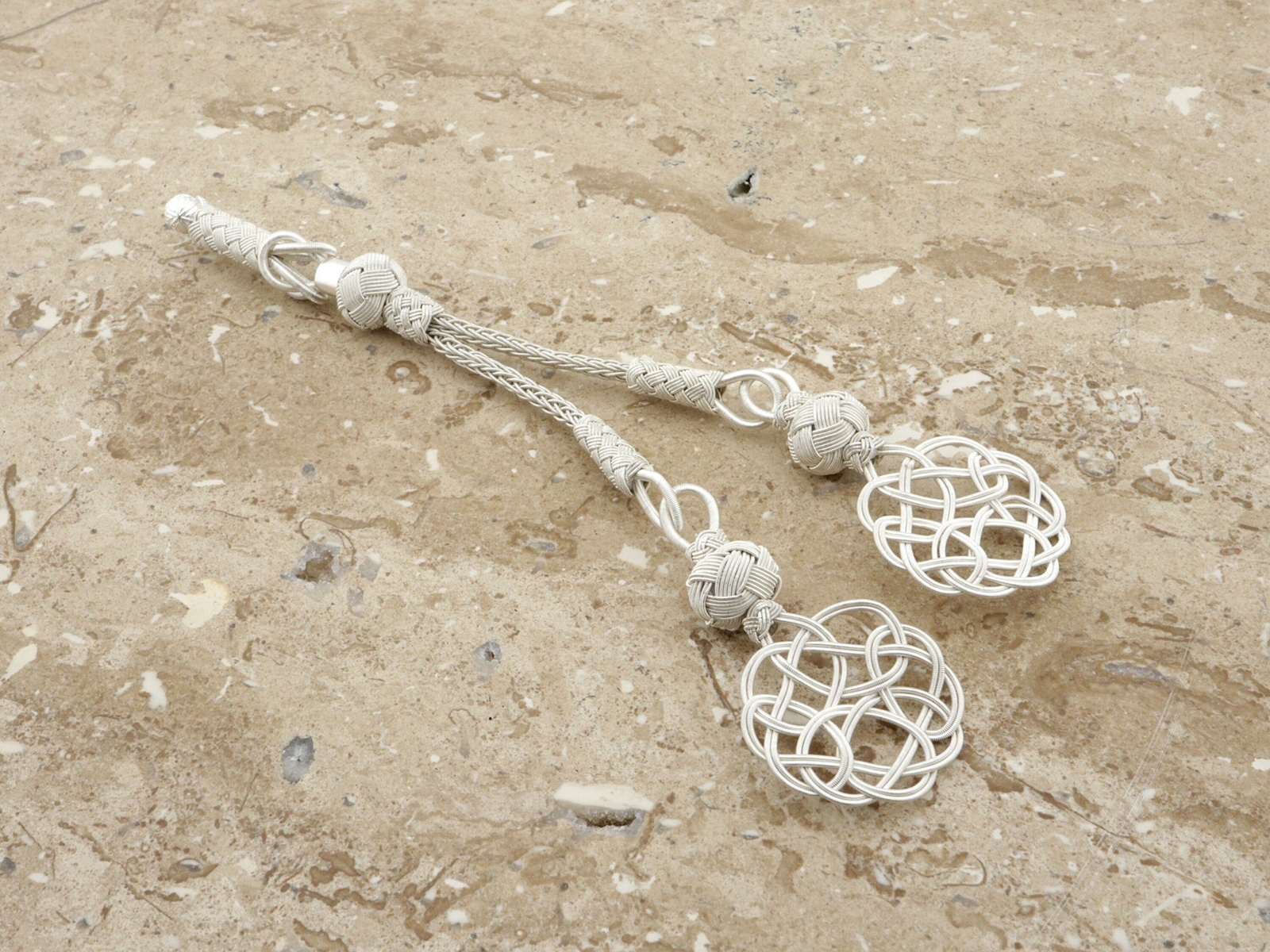 Handmade Trabzon kazaz hand-knitted Metal tassel 1000 silver Prayer Bead 730178