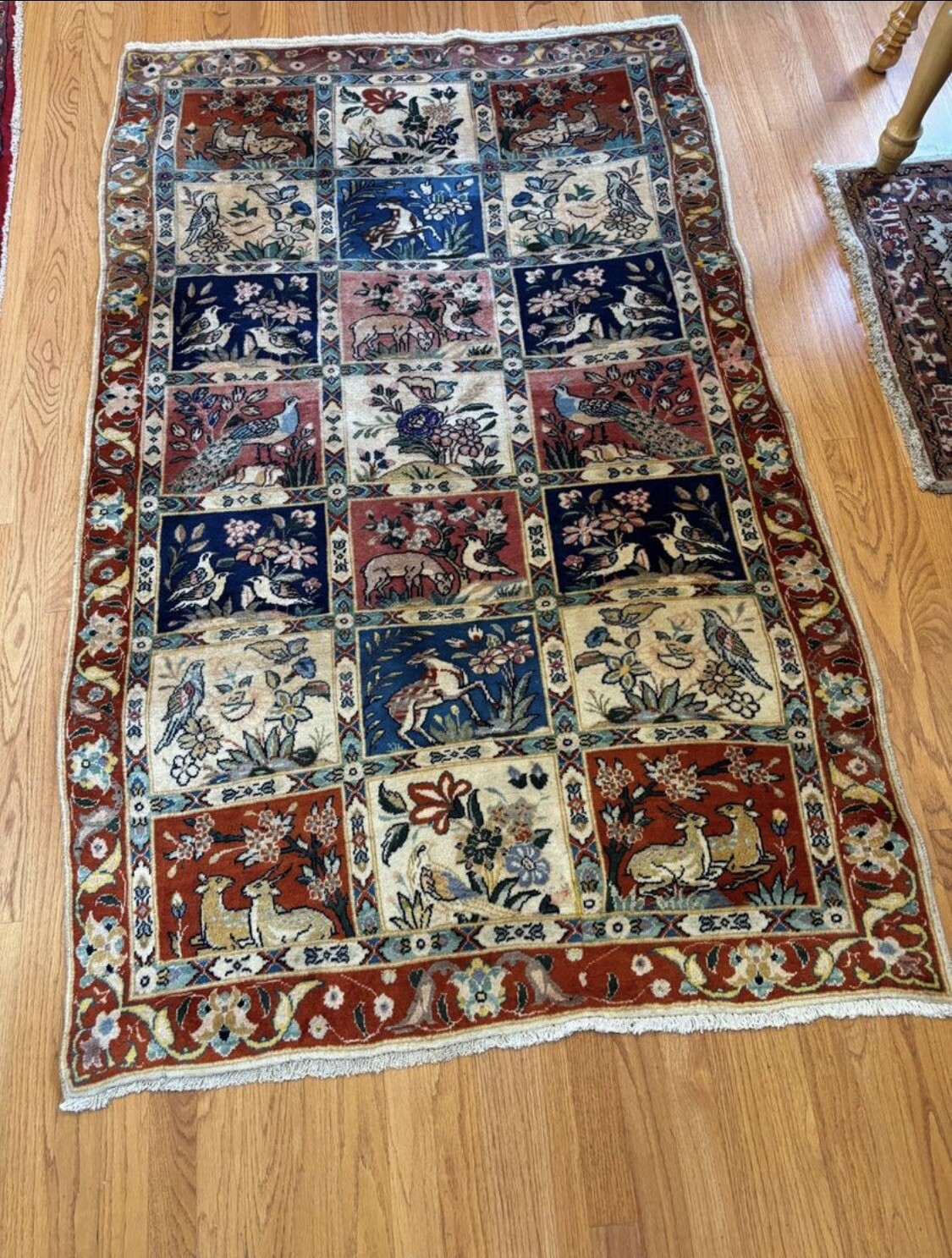 Vintage Rug, Farmhouse Vintage Pictorial Tree Of Life Rug 3.8×5.10 Ft