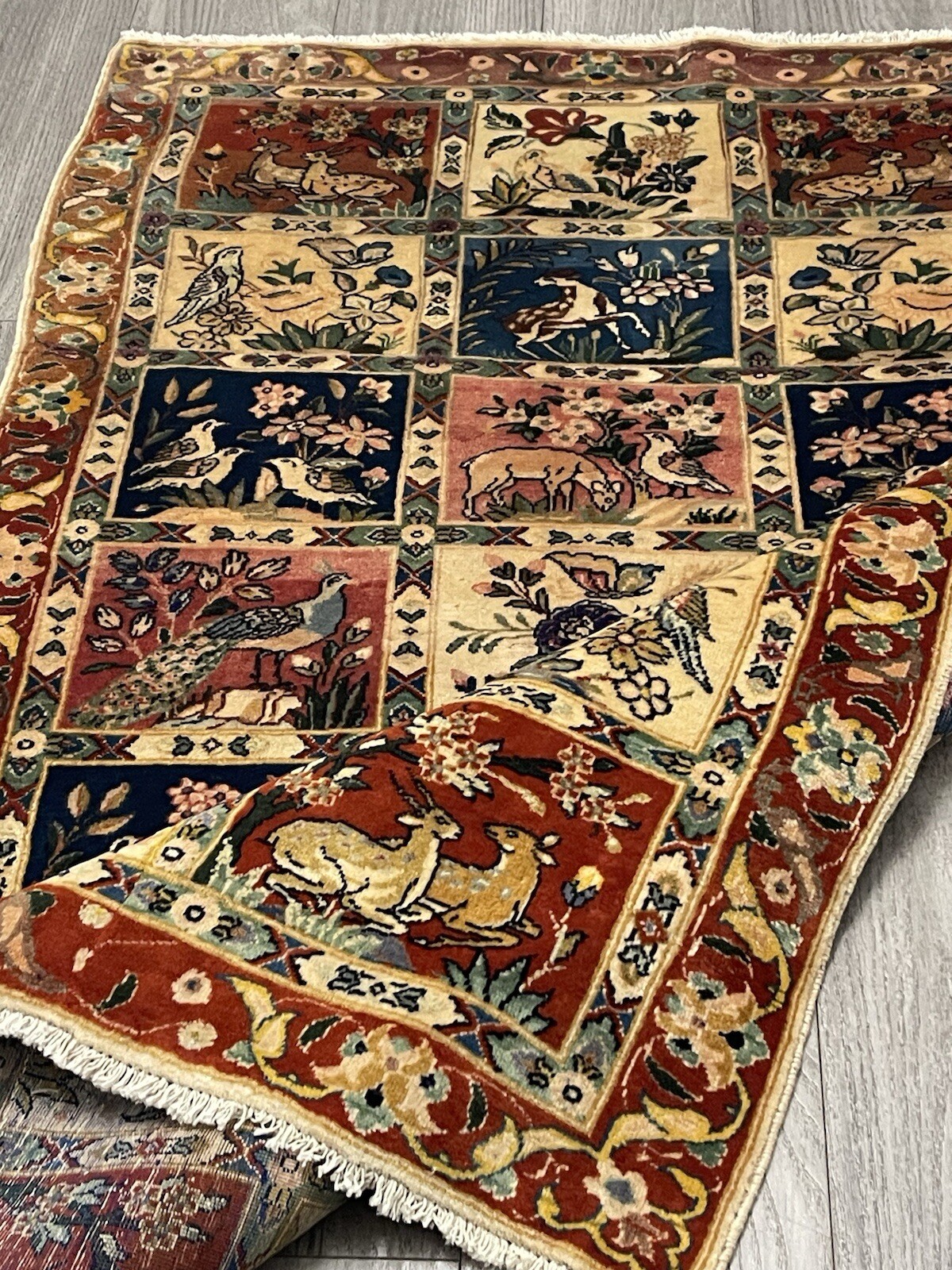 Vintage Rug, Farmhouse Vintage Pictorial Tree Of Life Rug 3.8×5.10 Ft