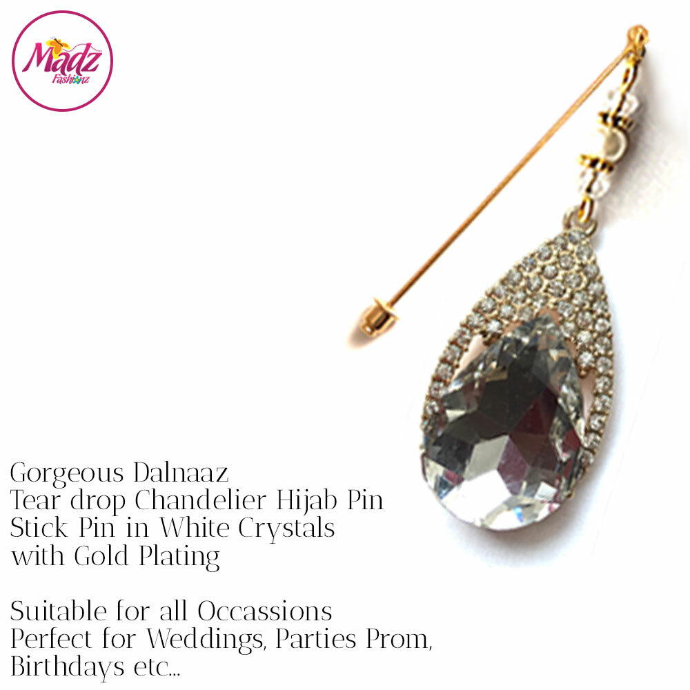 Clear Crystal hijab pin , Hijab Accessory , scarf pin , Gold hijab jewelry , Eid