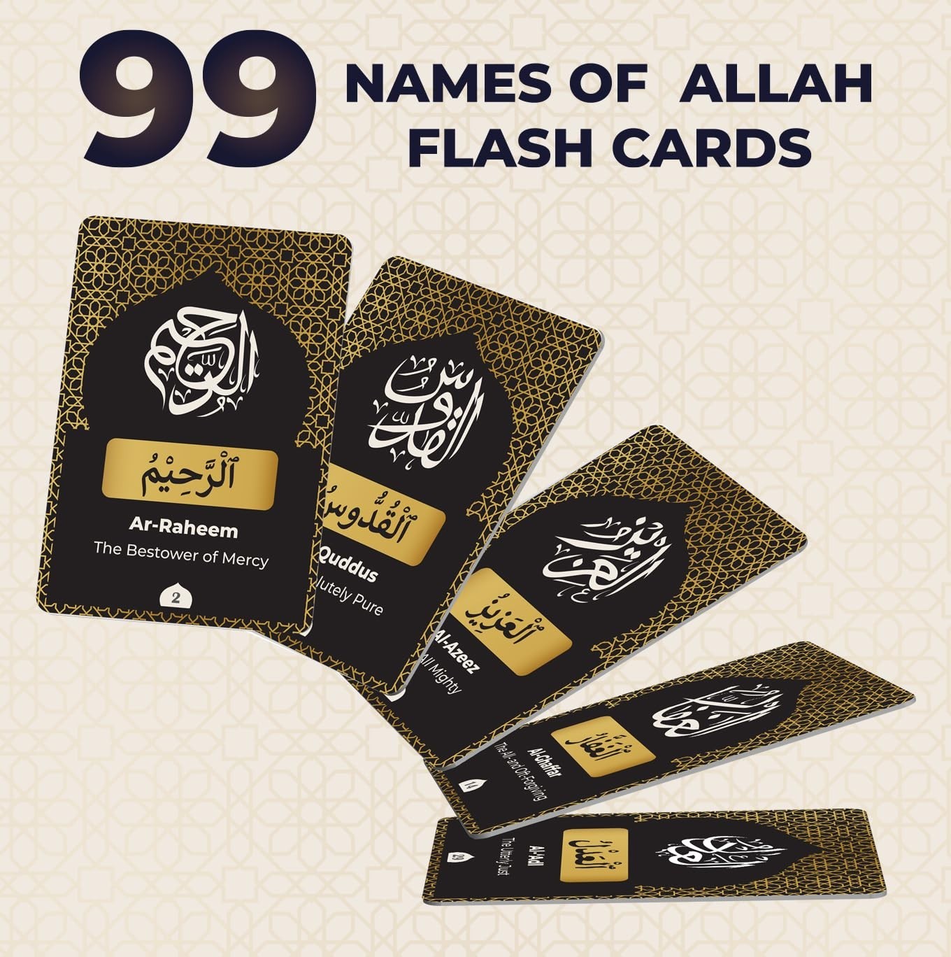 99 Names of Allah Flashcards with Quran Verses – Arabic & English – Islamic Gift