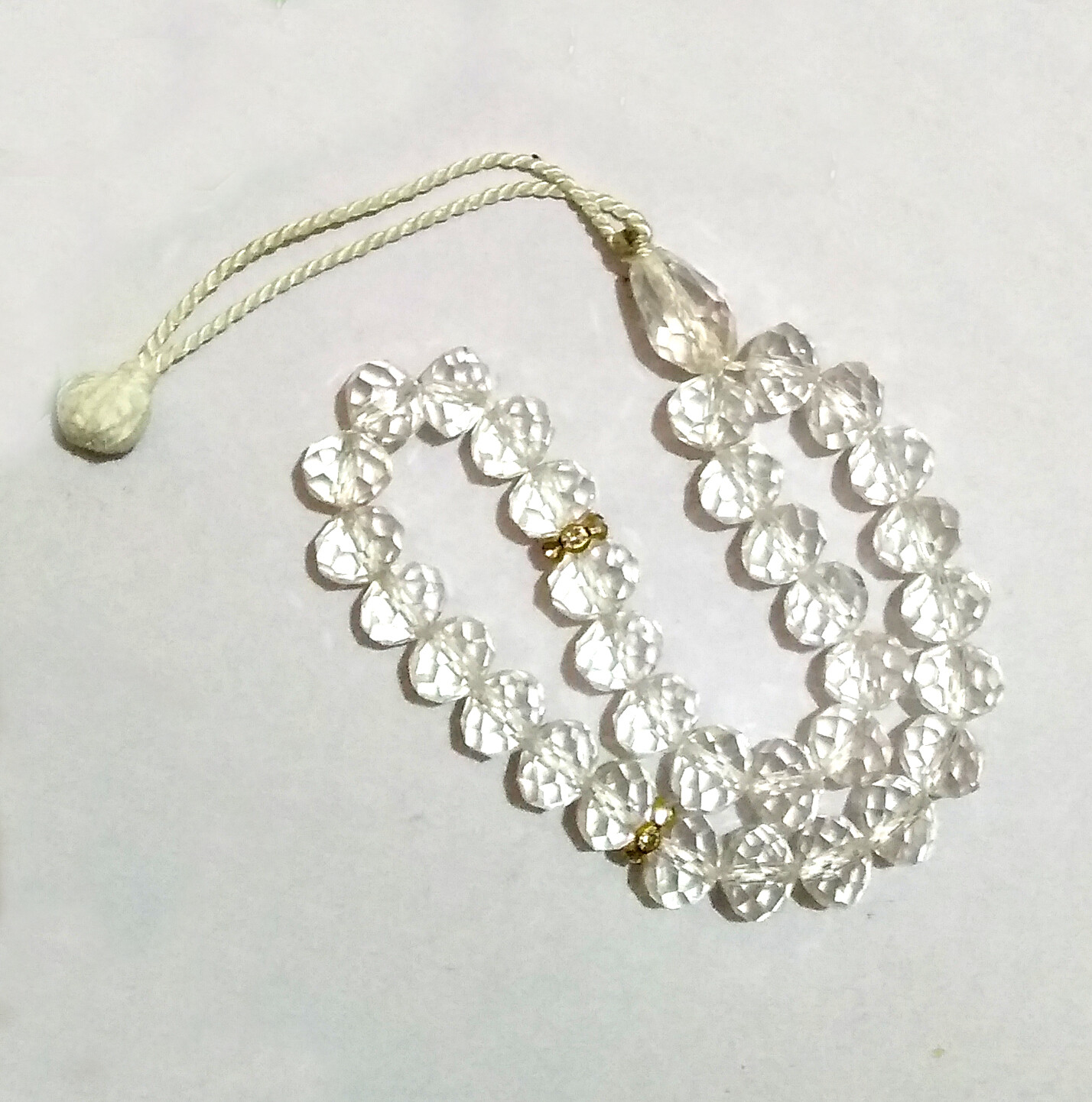 ISLAMIC 33 BEADS TASBIH TASBEEH WORRY CRYSTAL STONE BEADS WHITE COLOUR 10 MM