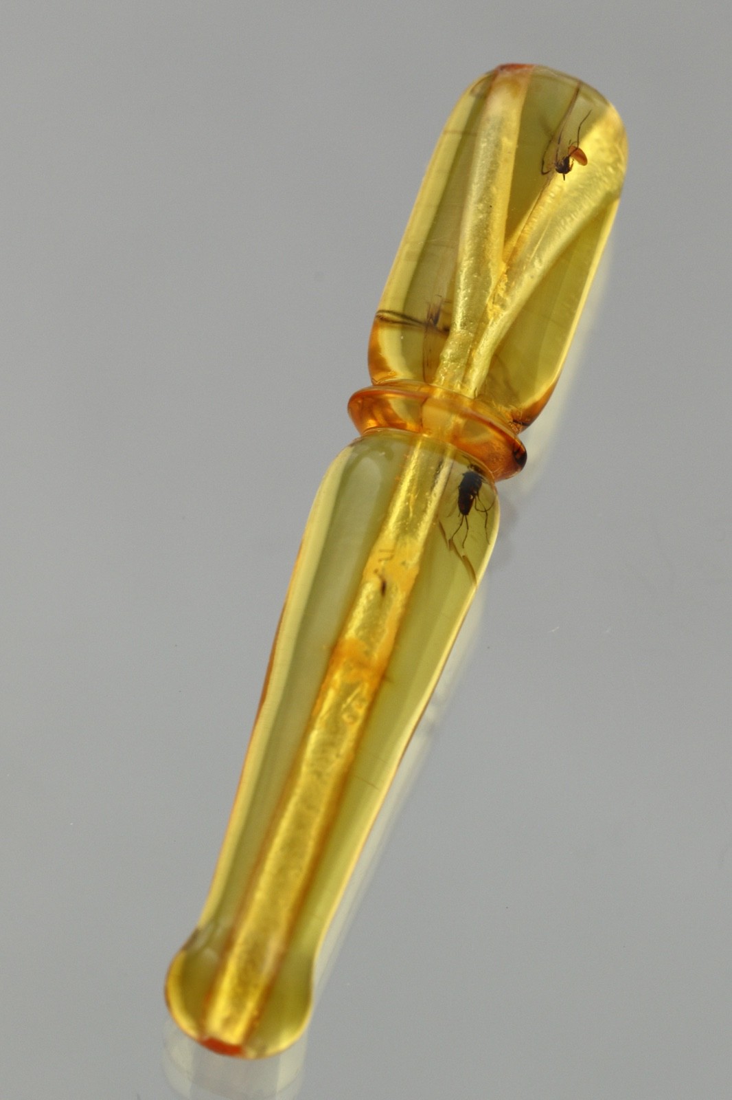 2 Fossil Insects BALTIC AMBER Islamic Prayer Imam Minaret TASBIH 1.5g 260521-11