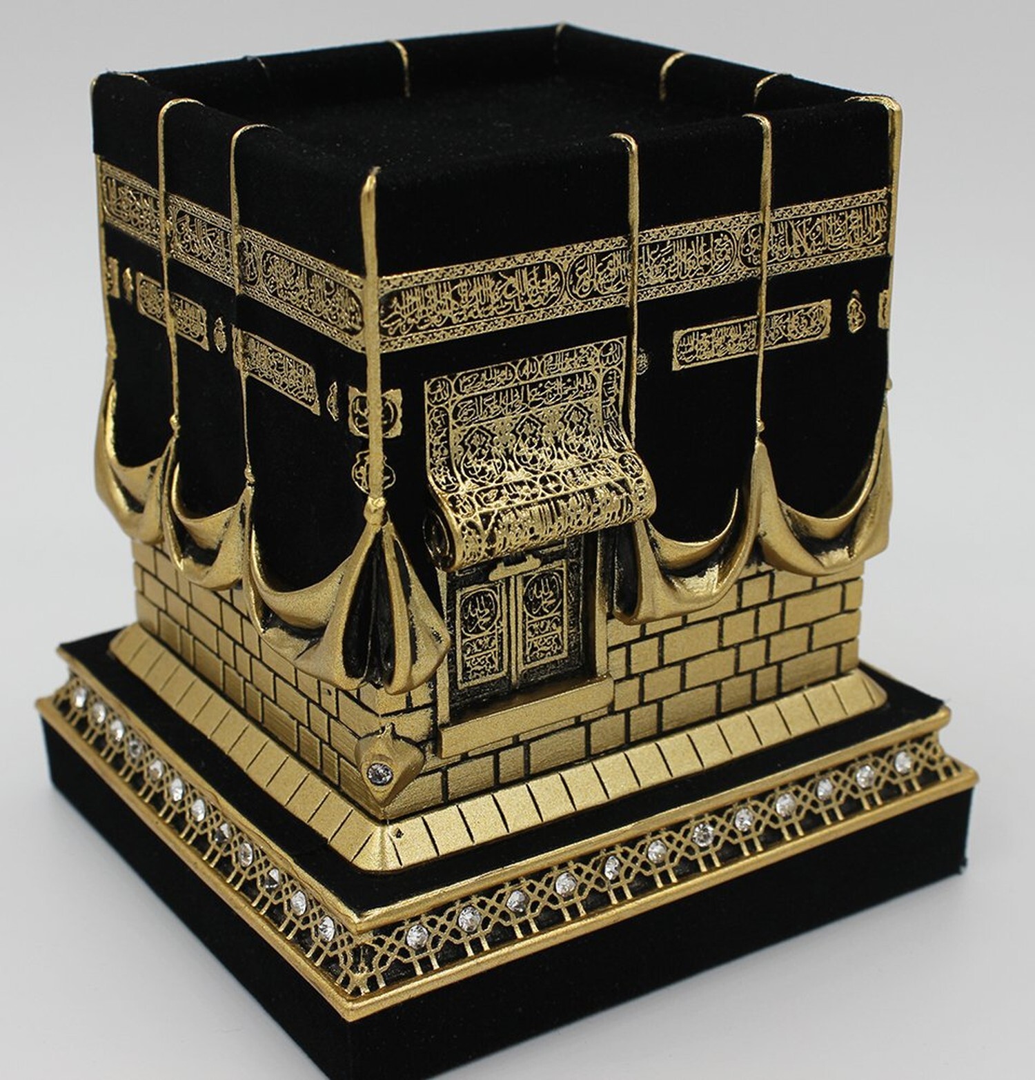 Home Table Decor Kaba Replica Model Showpiece Bookend Eid Gift (Small, Gold)