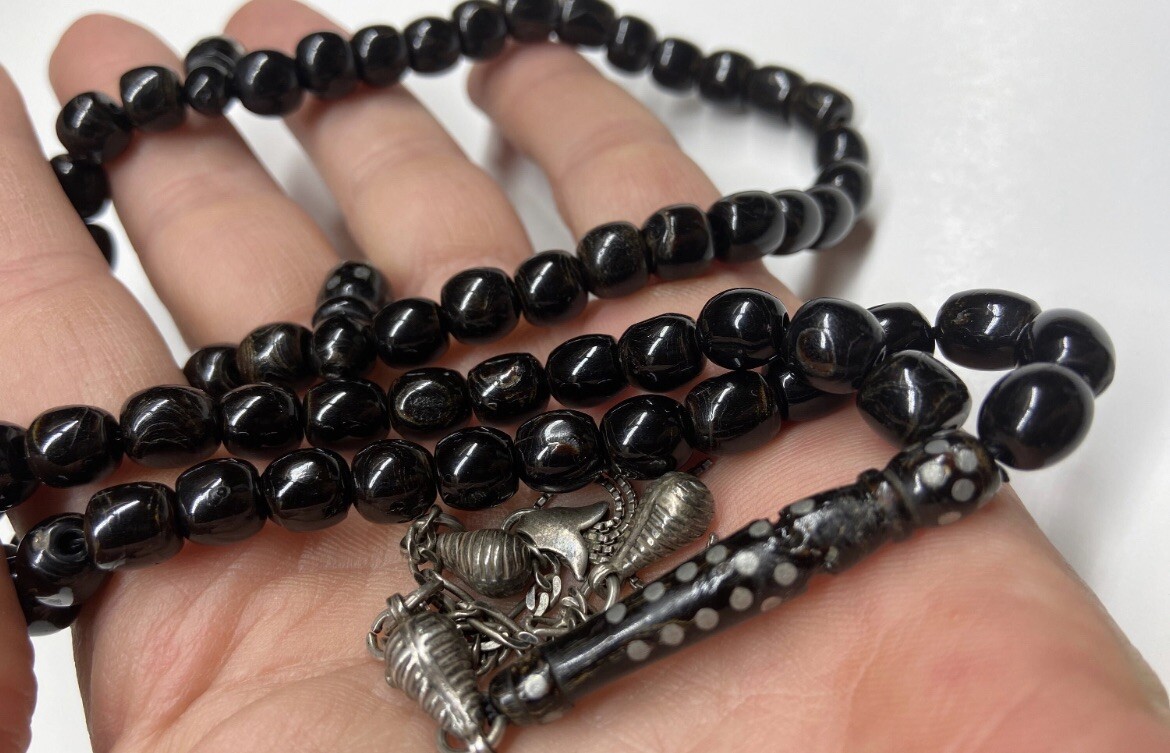 Natural Antique Black Coral, Prayer Beads, Rosary Yusr Saudi Arabia Coral Tesbih