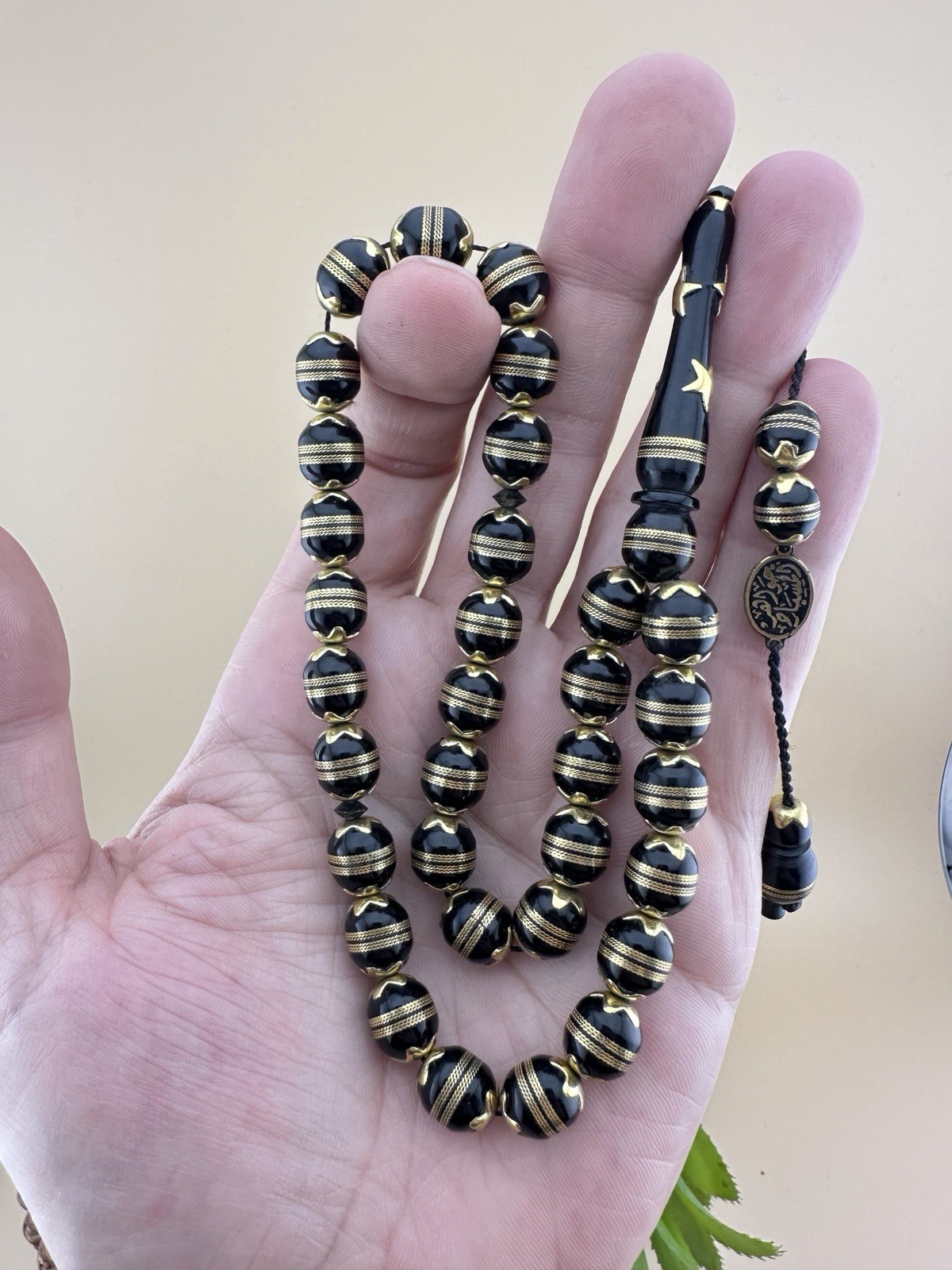 Handmade Yusur & Gold Alloy Islamic Prayer 33-Bead Rosary مسباح سبحة يسر سبيكة