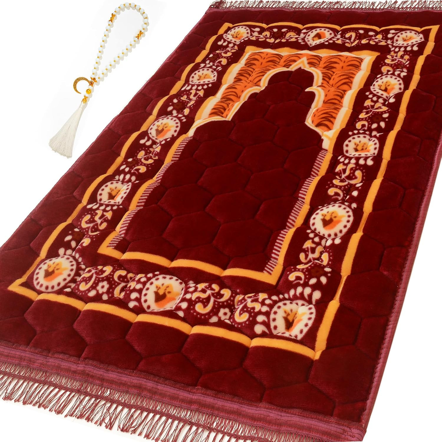 Prayer Rug Muslim Mat Islamic – Padded Very Thick Prayer Rug Sajadah for Men Wom