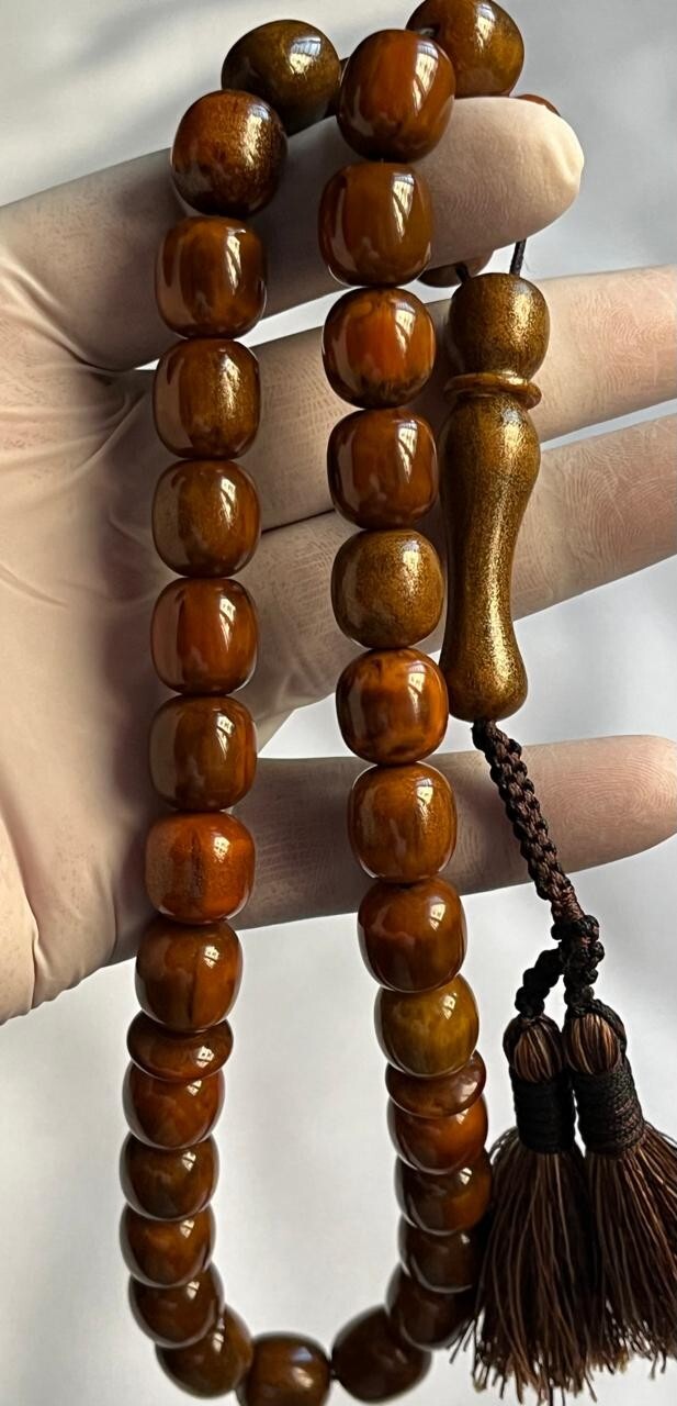 Genuine Old Germany Cherry Amber Rosary 33 سبحة مسكي الماني عكروكي منجمة نوادر