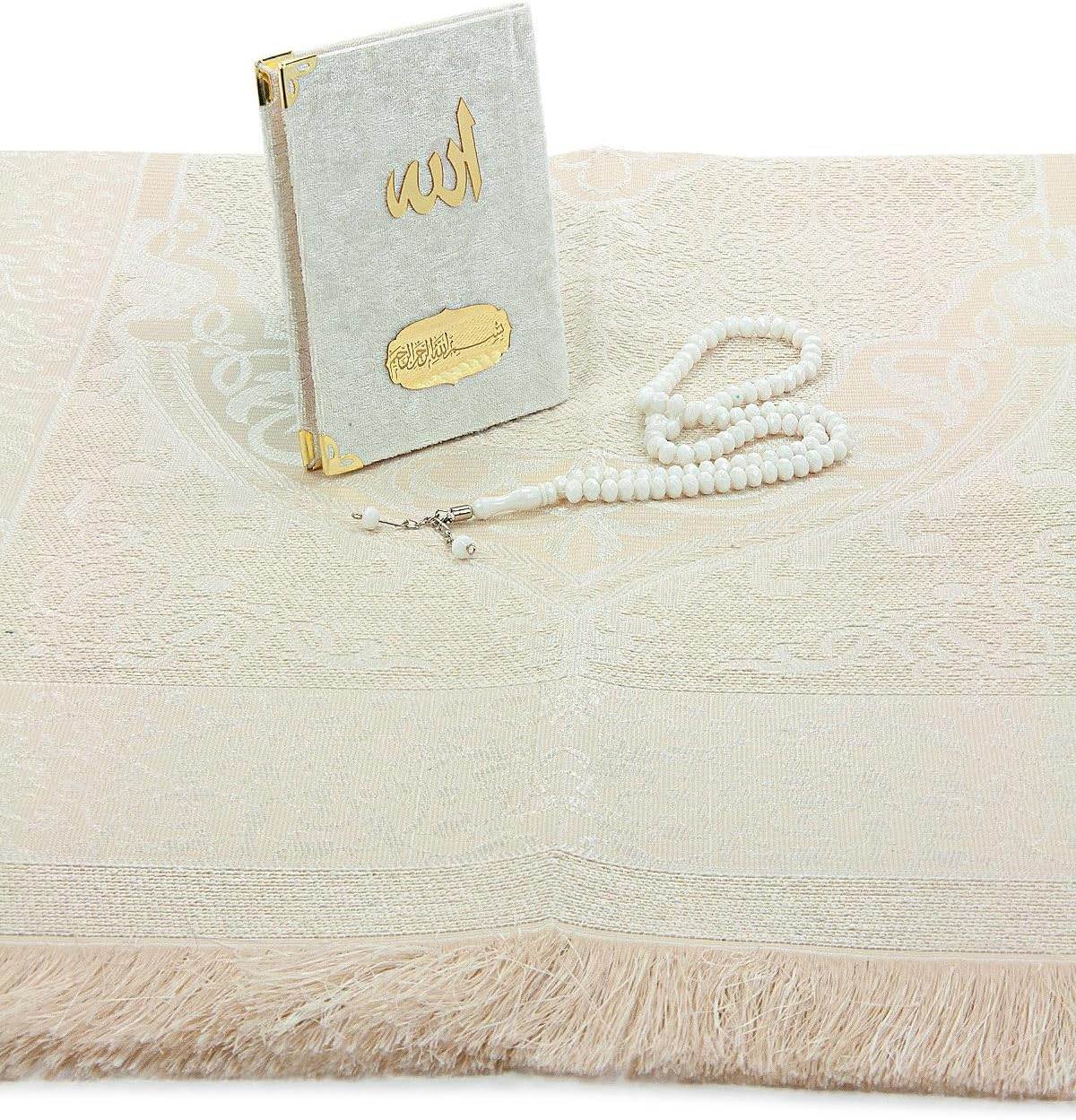 Ihvan Online Taffeta Fabric Muslim Prayer Rug, Velvet Covered Yaseen Surah Pocke