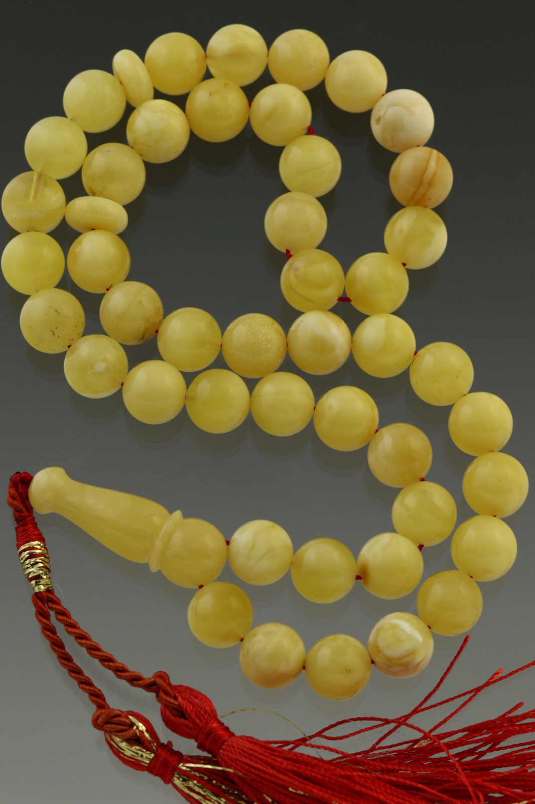 White Islamic 45 Round Prayer Beads 10mm BALTIC AMBER TASBIH 28.3g 180719-9