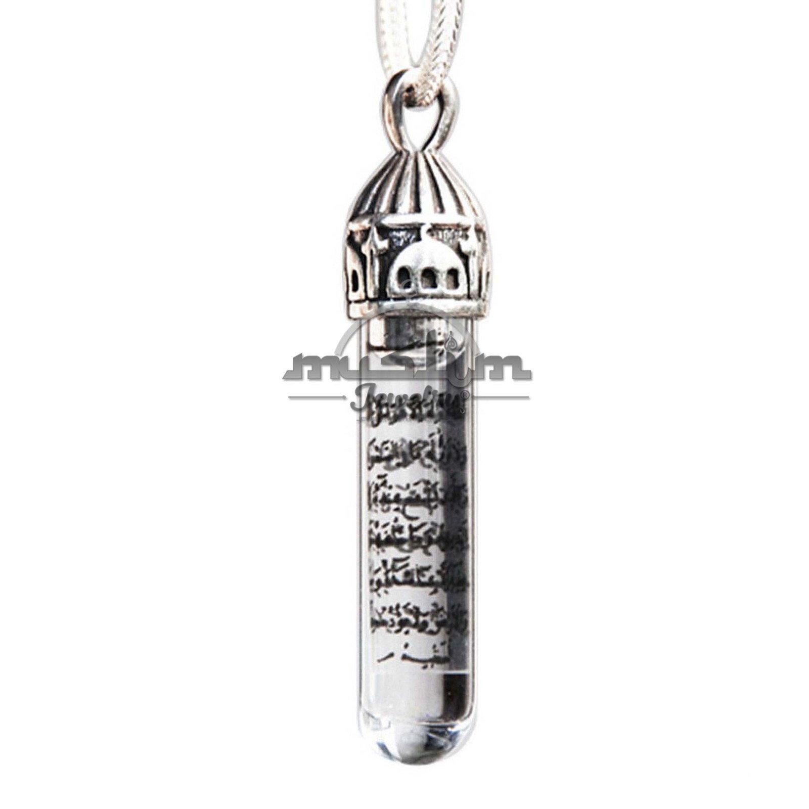 Ayatul-Kursi Zamzam Water Glass Pendant – St. Silver Clear Mosque Top