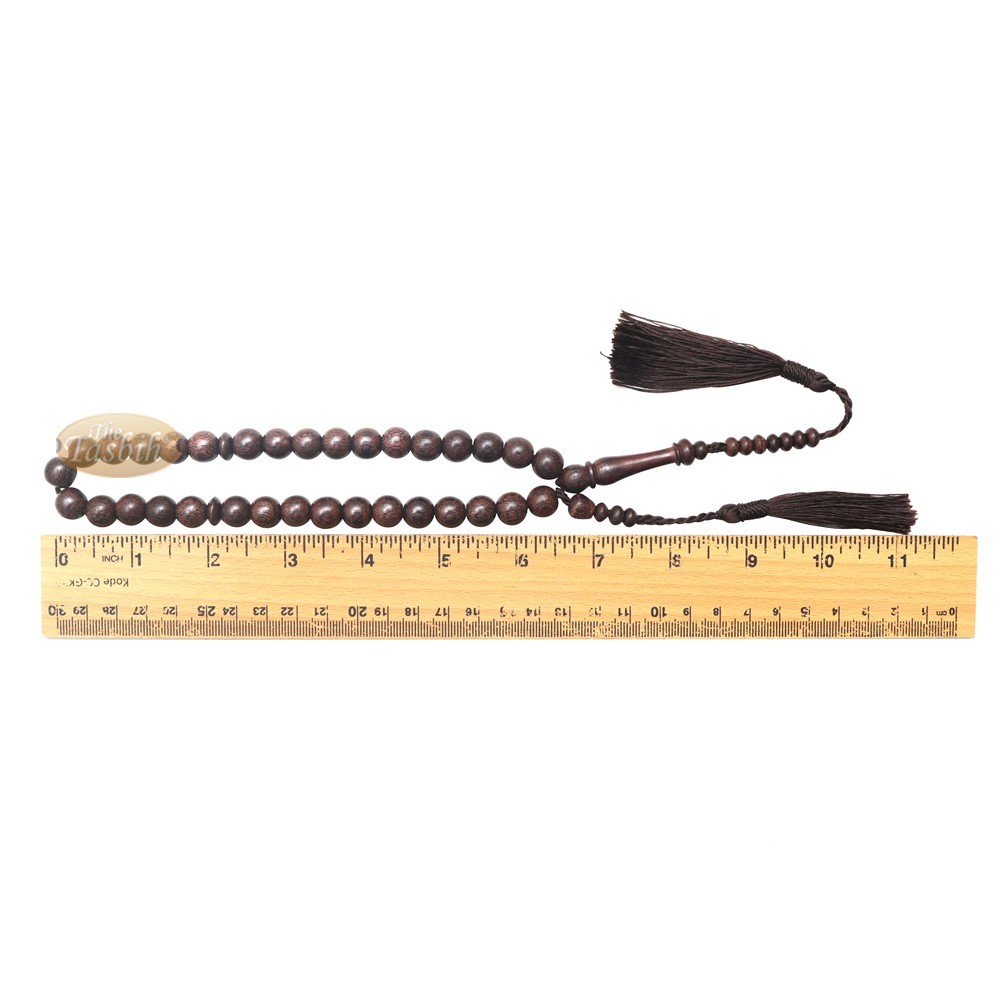 Muslim Tasbih 10mm Prayer Beads Made from Tamarind Wood Brown Decorated Tassles