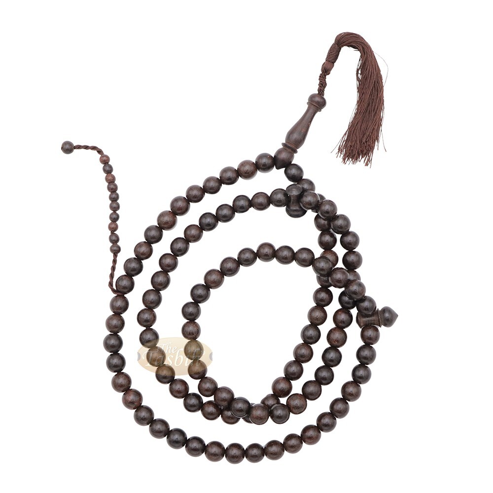 Tamarind Wooden 99 Beads Muslim Rosary – 12 mm Islamic Tasbih Dhikr Necklace