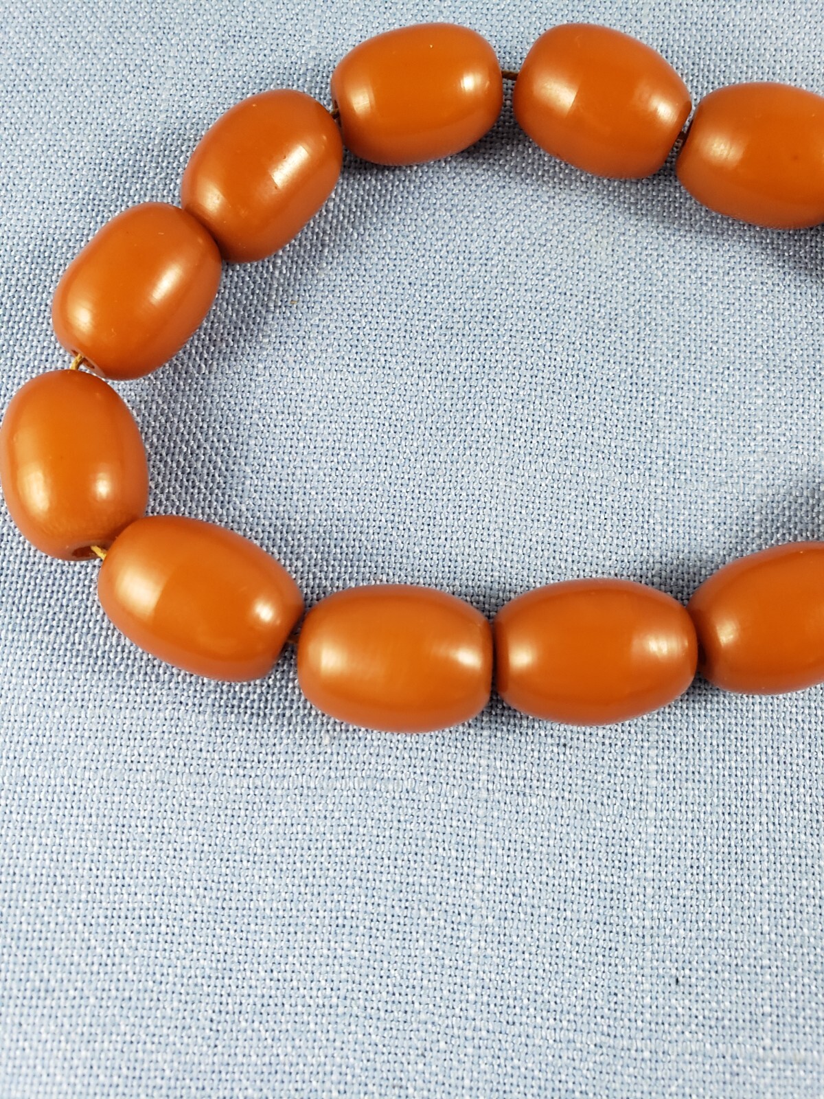 Antique amber Bakelite prayer beads 14 pc 18mm x13mm