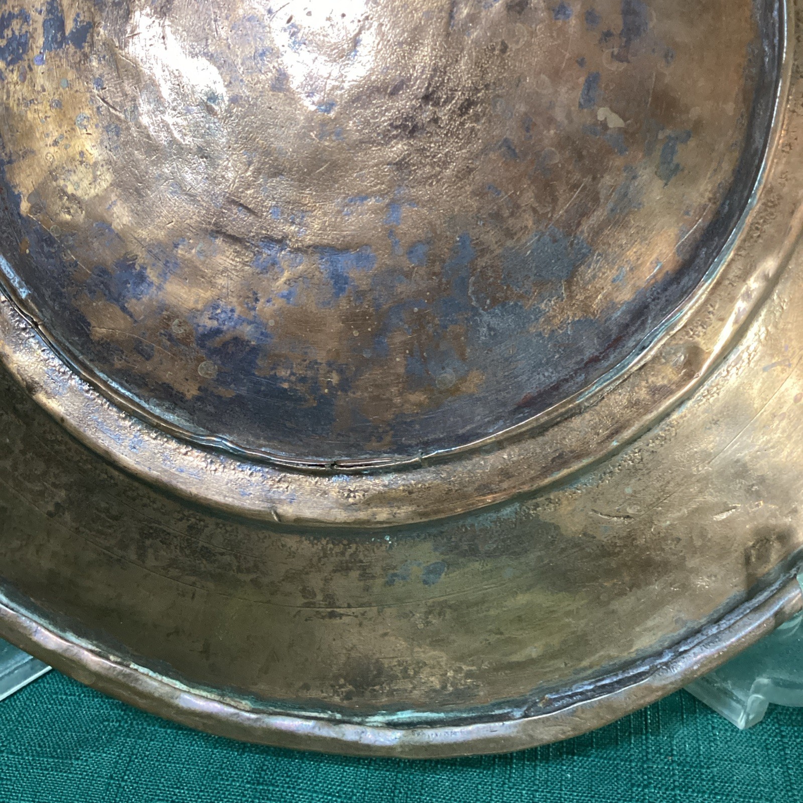 ANTIQUE COPPER Islamic Persian Arabic PLATE Hand Written Calligraphy Circa 1820