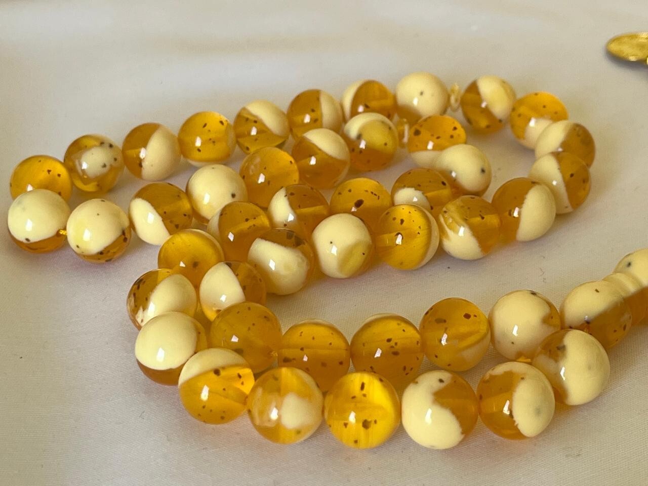 Natural Baltic Amber Flour Rosary 45 سبحة تراب كهرب بولوني بحر البلطيق قشطة وعسل