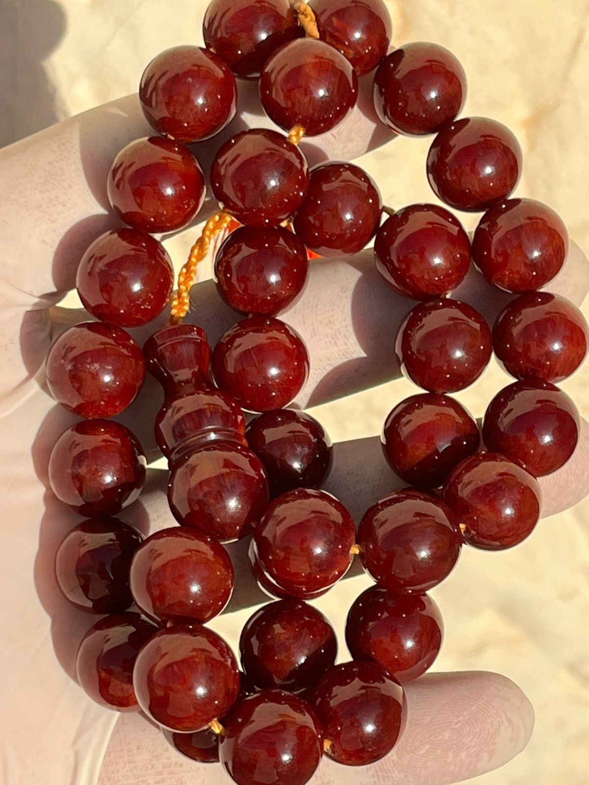 Antique Germany Cherry Amber Rosary 33 مسكي الماني انتيك مشروط أصل عقود