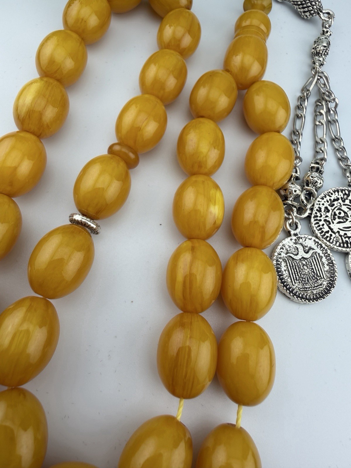Collectible Misky Amber 33-Bead Islamic Rosary Tasbih Tasbeehمسبحة مسباح مسكي
