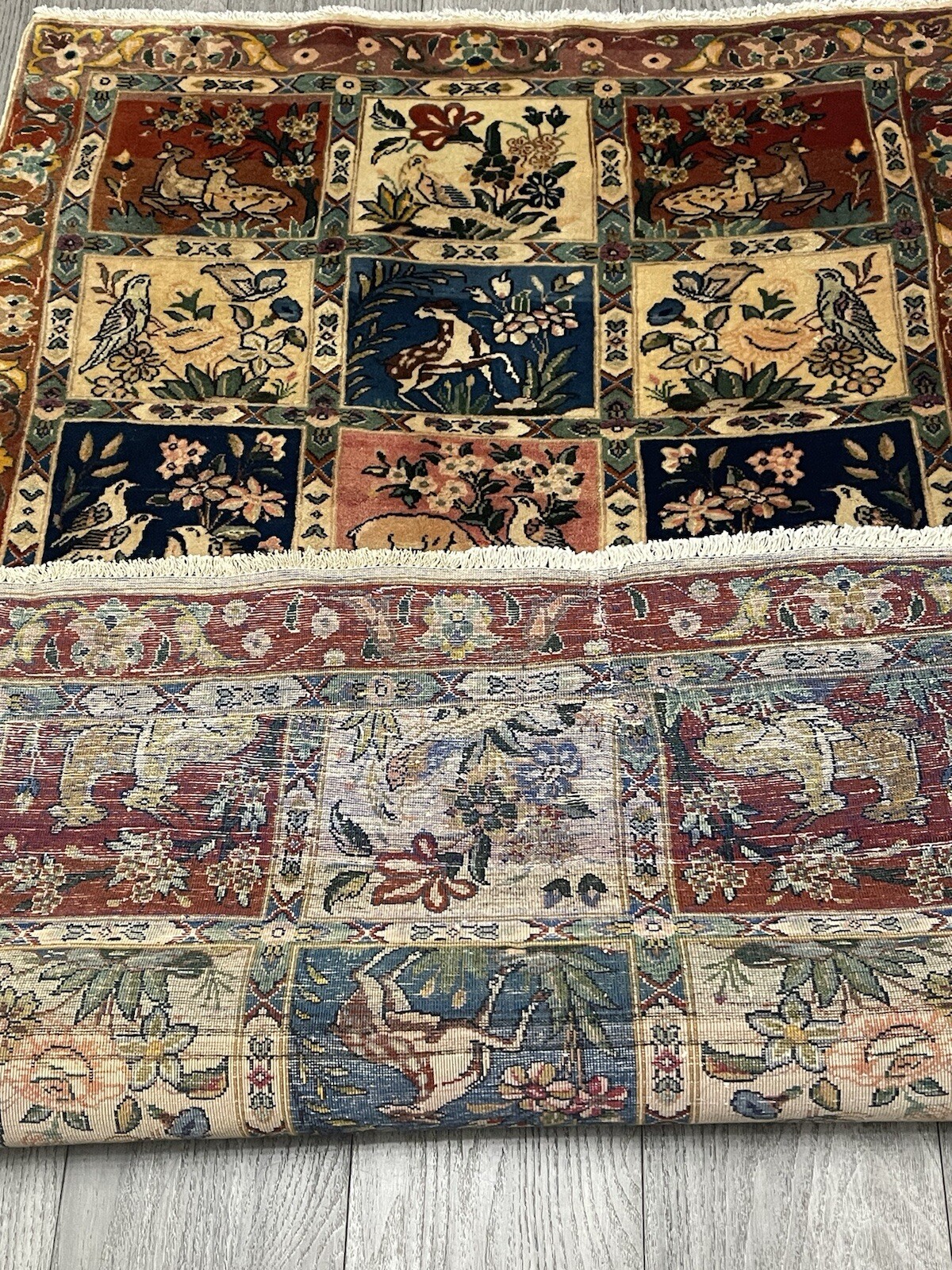 Vintage Rug, Farmhouse Vintage Pictorial Tree Of Life Rug 3.8×5.10 Ft