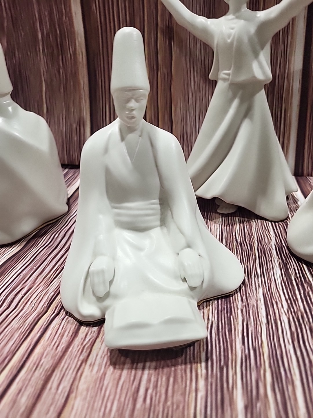4 Yildiz Pasabahke Whirling Dervish SUFI Figures Turkish Ceramic Wht Figurines