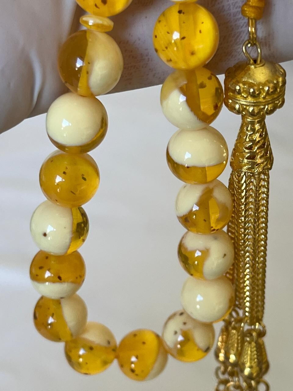 Natural Baltic Amber Flour Rosary 45 سبحة تراب كهرب بولوني بحر البلطيق قشطة وعسل