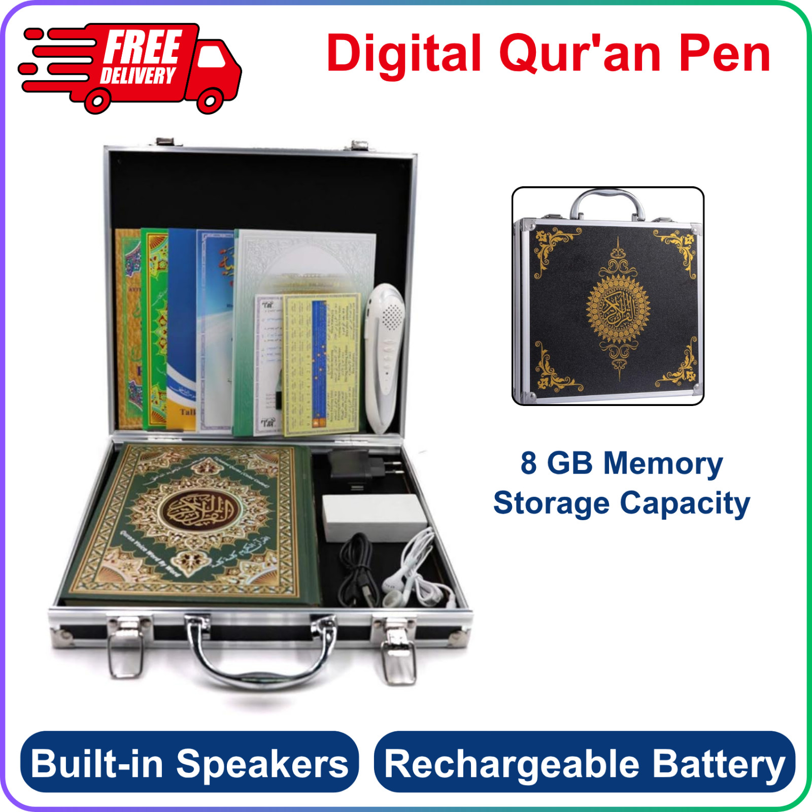 Digital Qur’an Pen Quran Player PenReader 8GB Silver Color Word For Word Tajweed