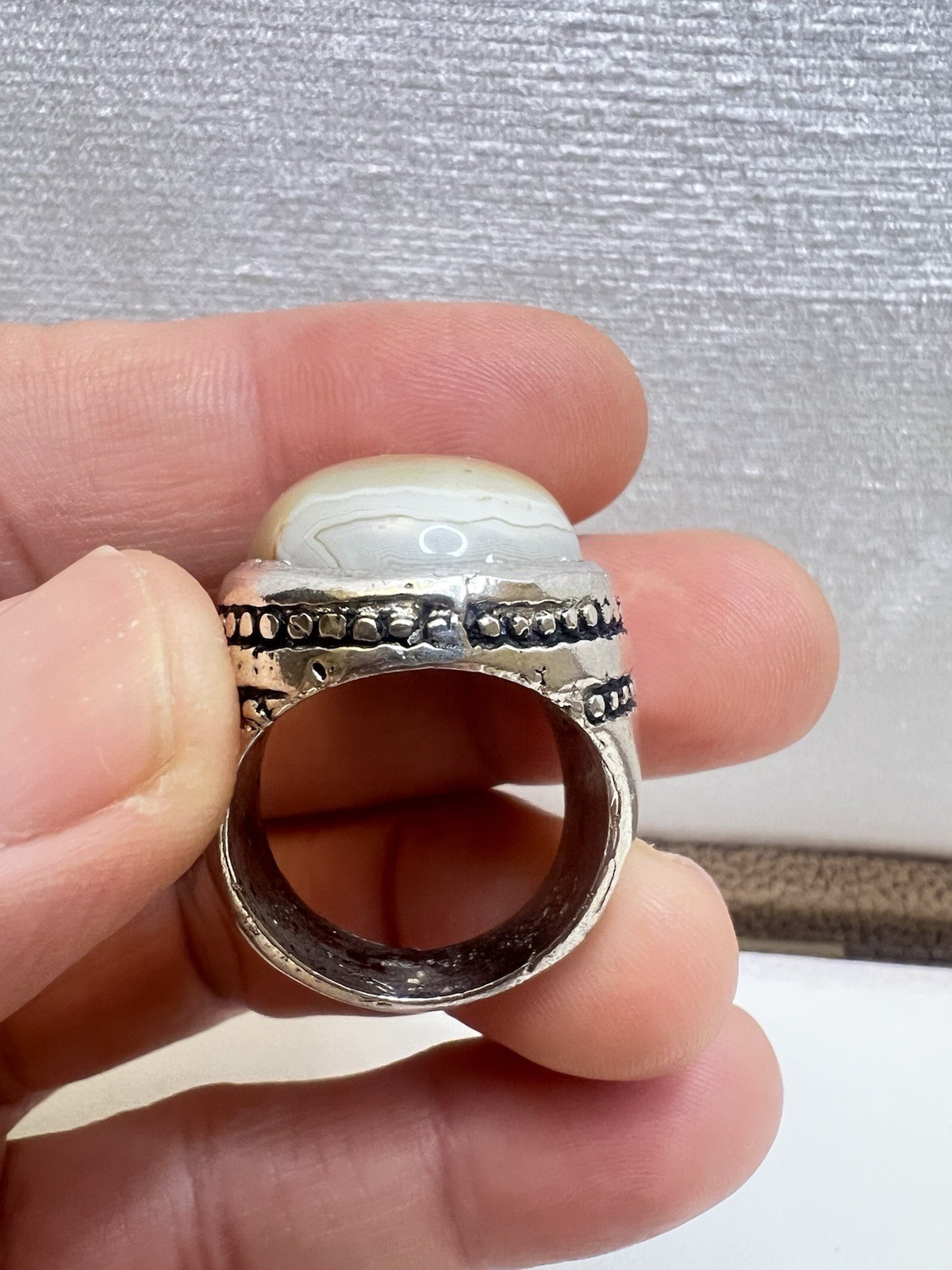 Vintage Islamic Dawody Agate Ring 925 Silver Antique Aqeeq خاتم فضة عقيق داوودي