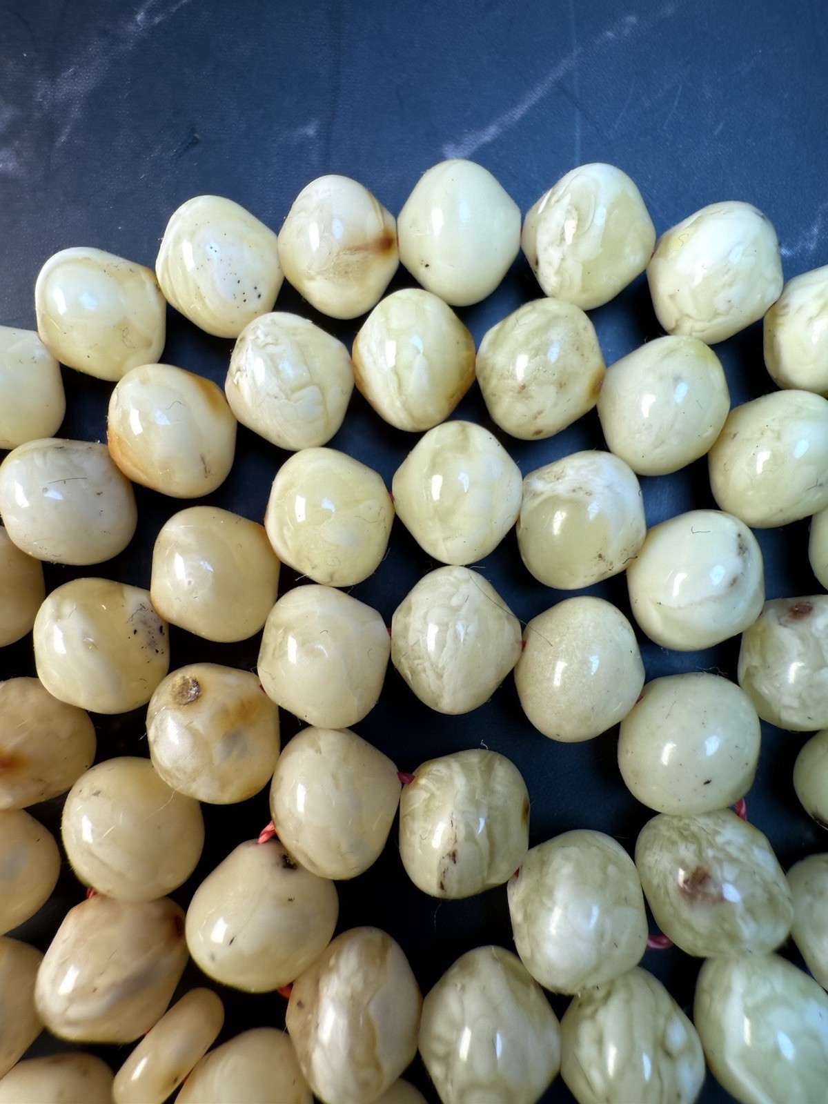 Antique Egg Yolk baltic amber Necklace Prayer شحريIslamic 99 beads -34g G R17