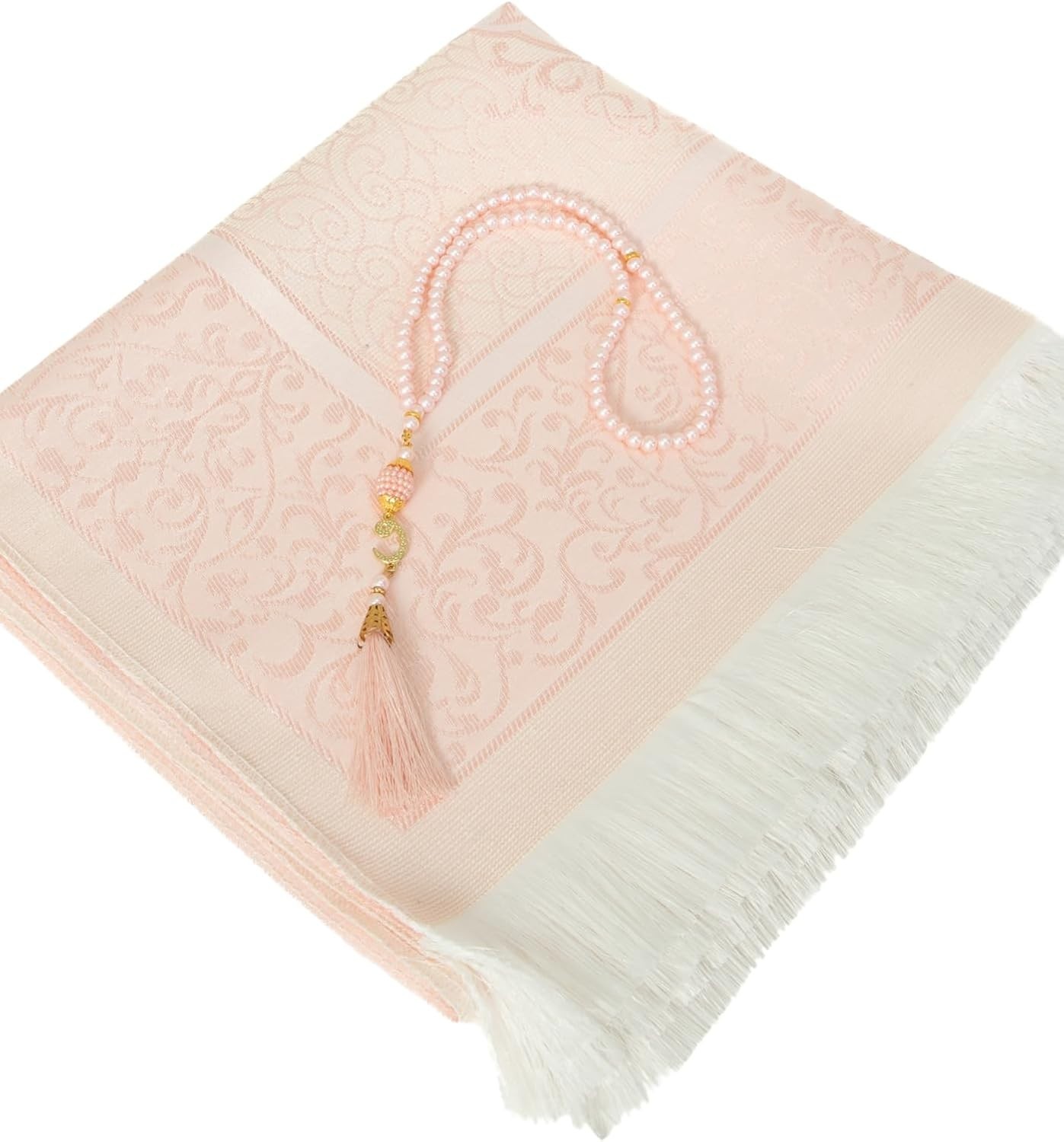 Lightweight Islamic Prayer Rug with Pearls & Travel Bag – Ideal for Ramadan