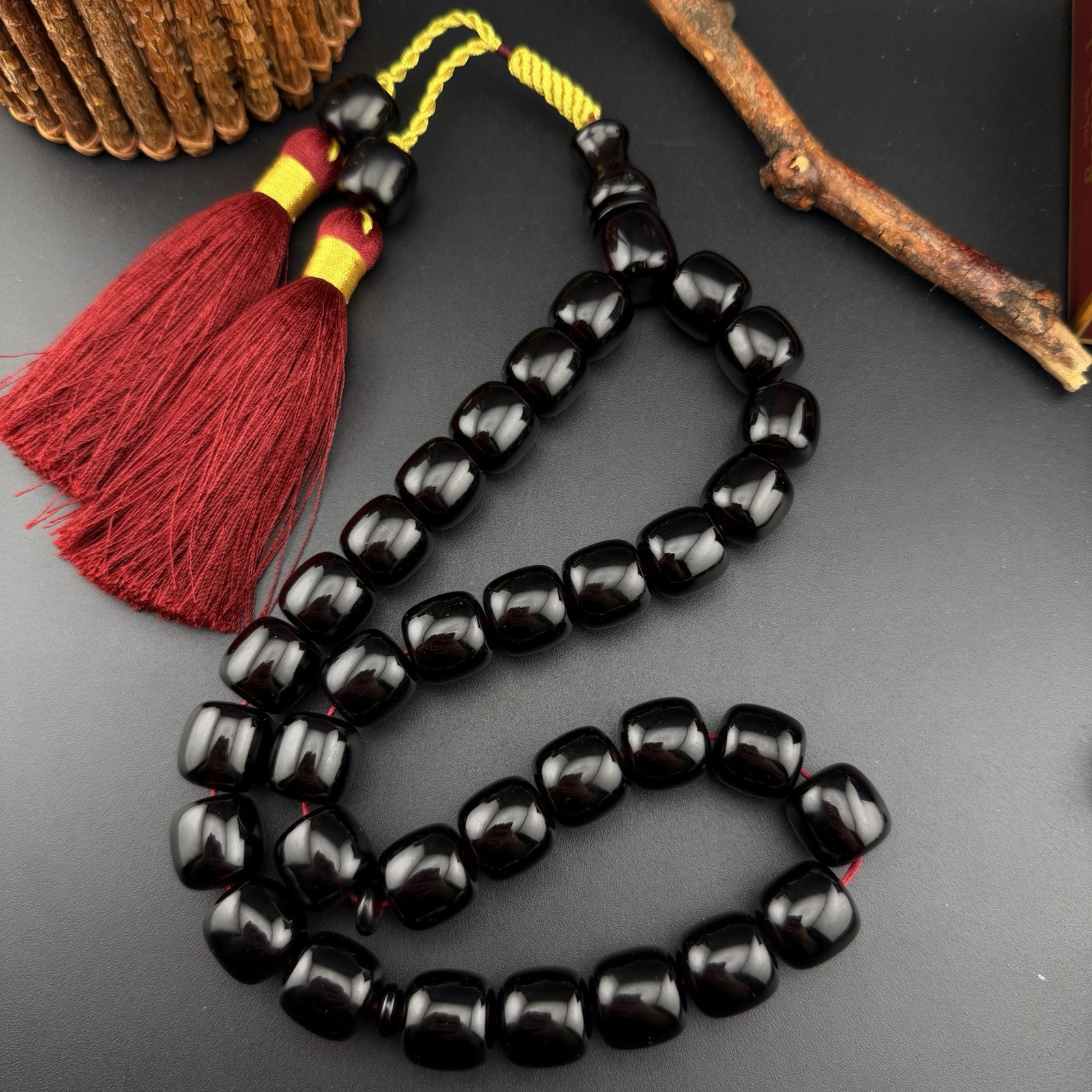 Big Size Red Misky 33-Bead Islamic Yasbih Rosary VIP مسباح فاتوران حجم كبير