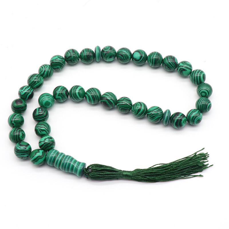 1 Strand 12mm Malachite Rosary 33 Prayer Beads Islamic Muslim Religious ETY215