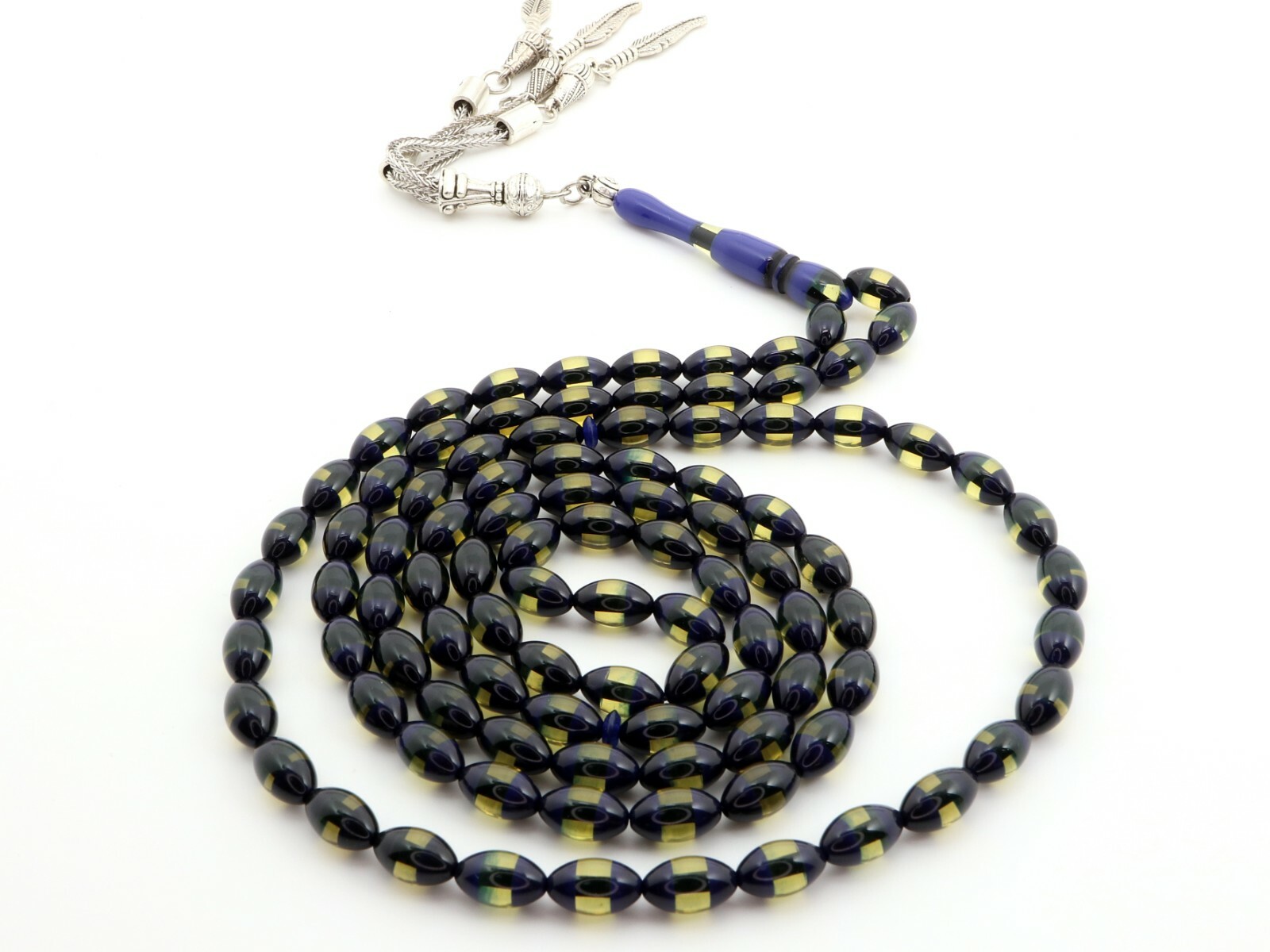 Blue mix color 99 pcs Islamic Prayer Beads Misbaha Rosary Tesbih Galanite 401048