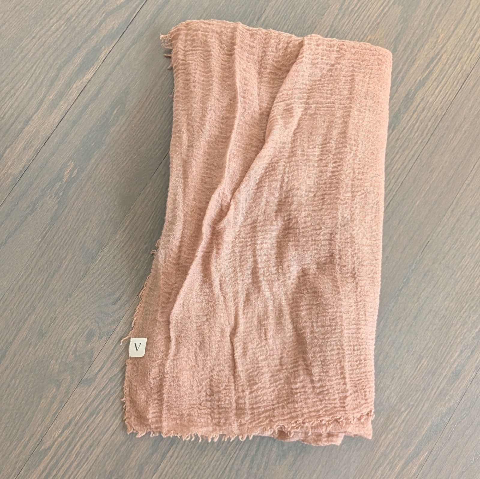 Vela Lightweight Frayed Edge Crinkle Hijab / Scarf, Dusty Beige
