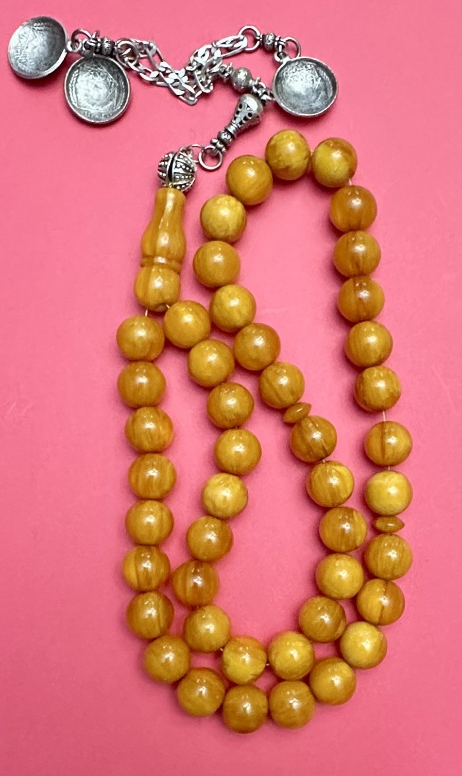 Misky Islamic prayer beads-77g-13mm 45 beads-مسباح مسكي رائع مع تعريق عاصفي واضح