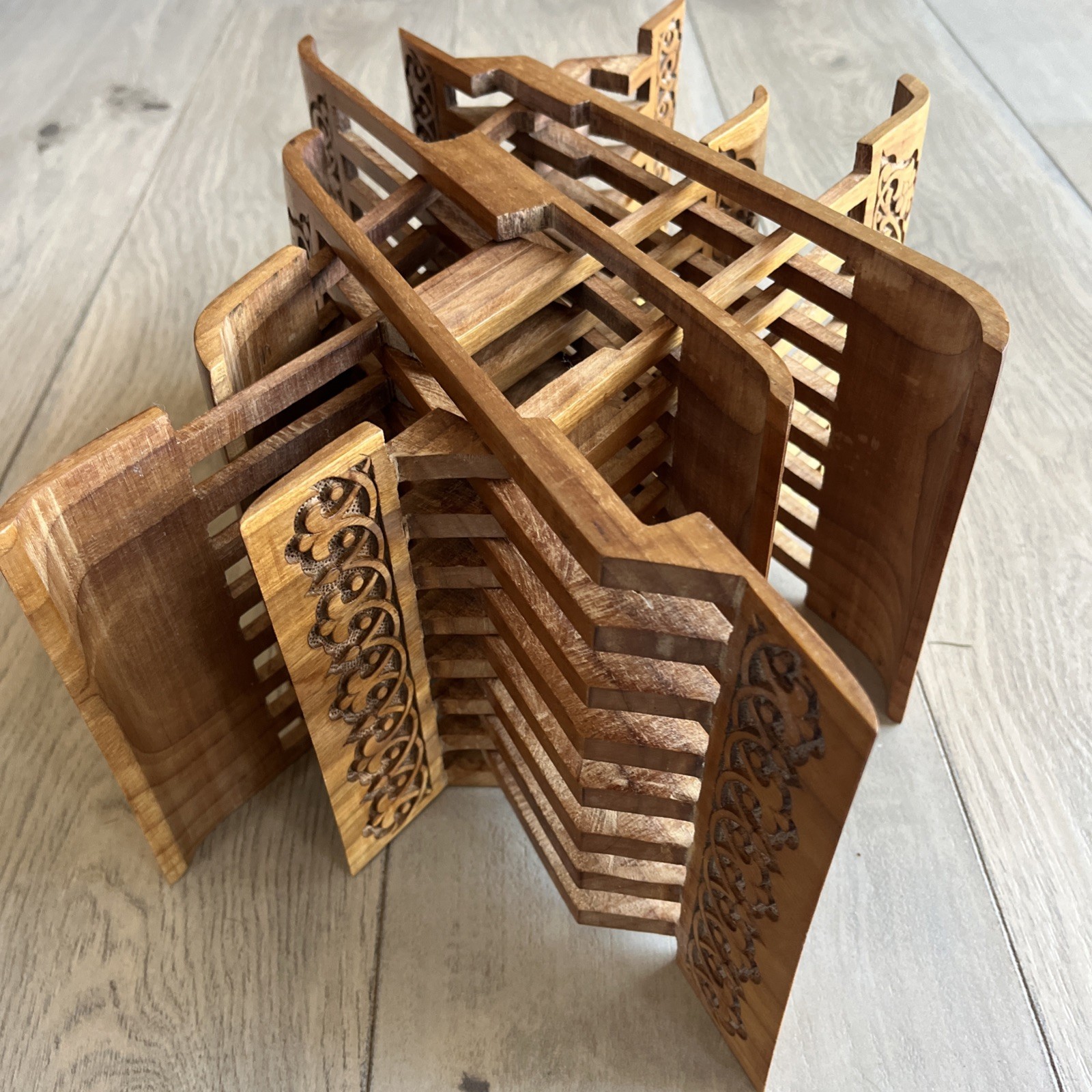 vintage Uzbek Book Stand Laukh Foldable Wooden Handcarved Book Stand