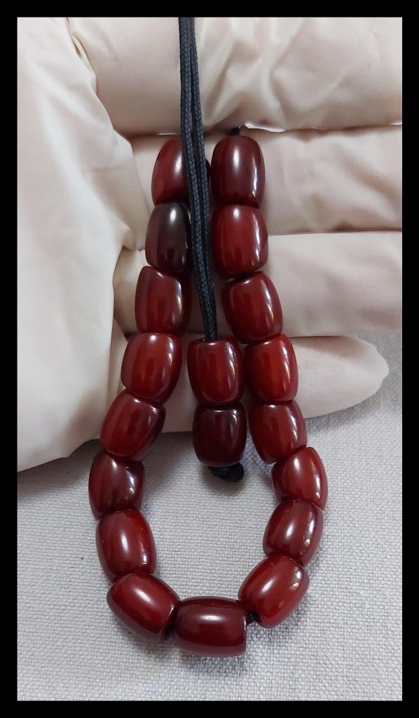 Antique Cherry Amber Bakelite Faturan Beads 18,8 Grs Greek Komboloi Islam