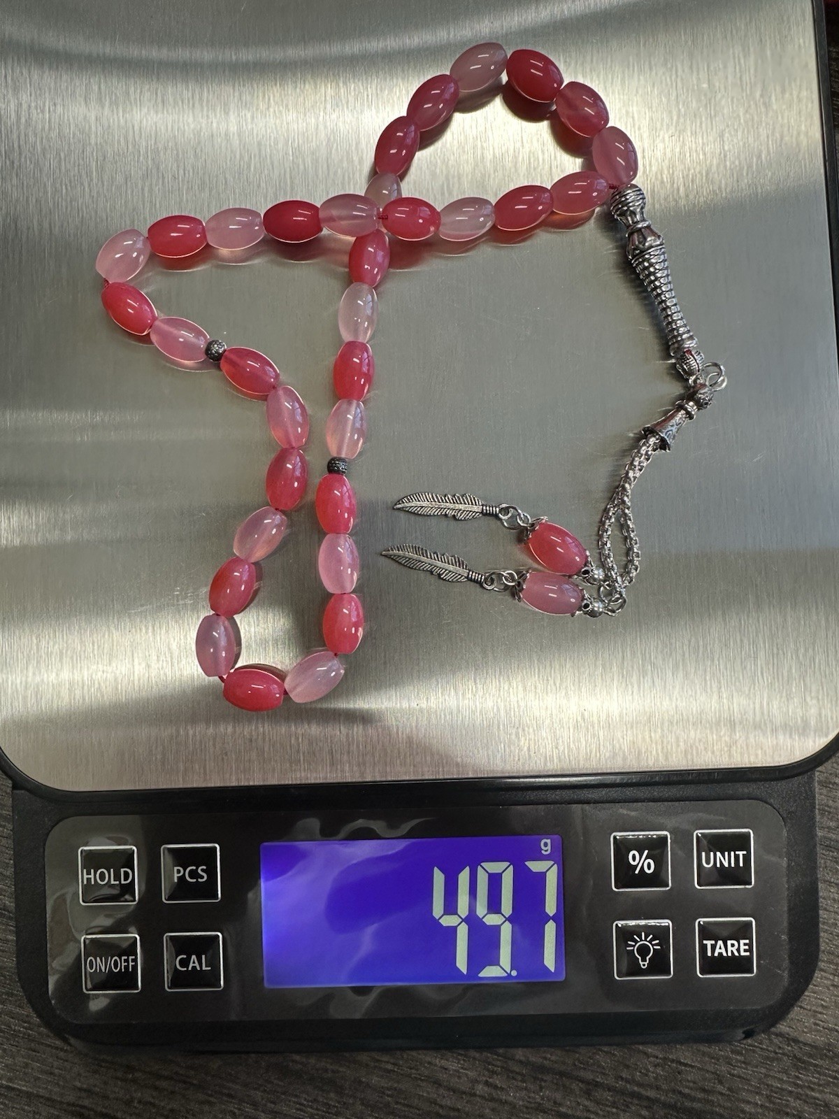 Natural 100% Agate Aqeeq Gemstone Prayer Beads-Subha -Tesbih-Misbaha 33 Beads+3