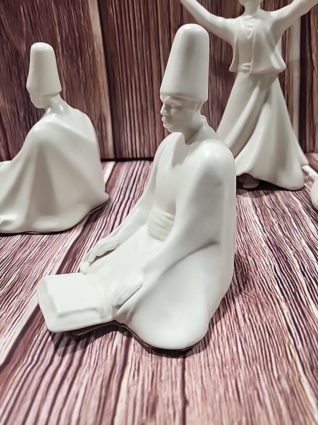 4 Yildiz Pasabahke Whirling Dervish SUFI Figures Turkish Ceramic Wht Figurines