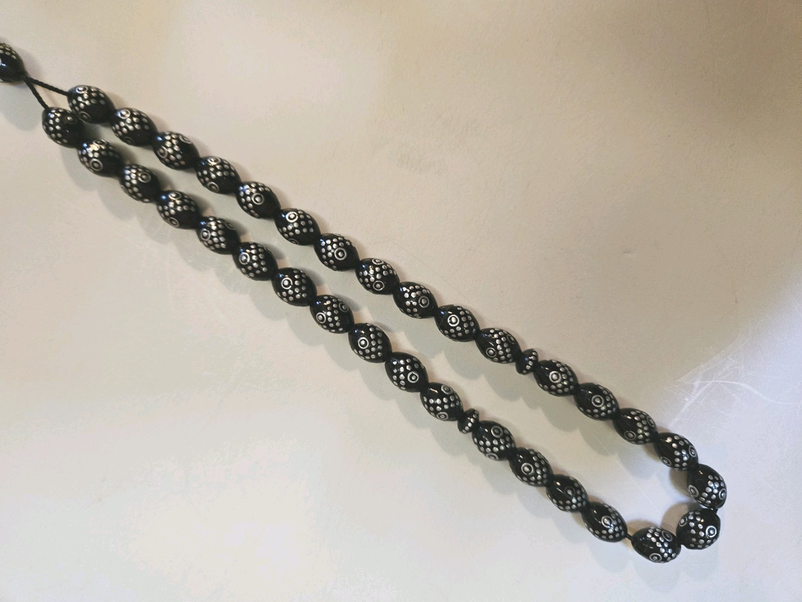 Black Coral Silver Inlaid Tasbih/Misbaha Prayer Beads
