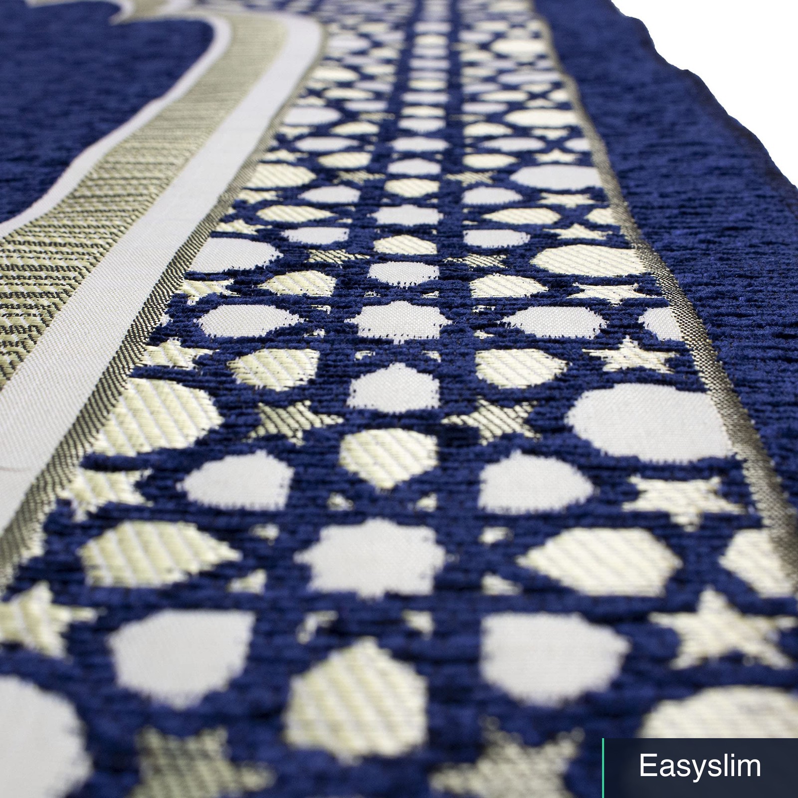 Prayer Rug Chenille Royal Blue Islamic Geometric Star Pattern Thin