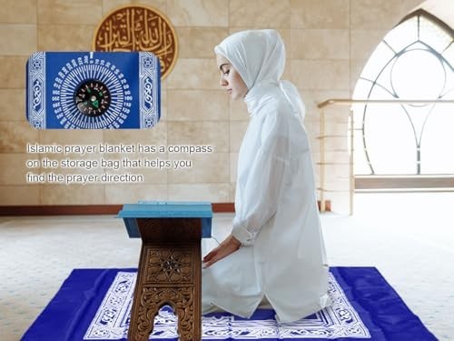 8-Piece Portable Travel Prayer Mat Set with Compass, Waterproof Islamic Rug, Ram
