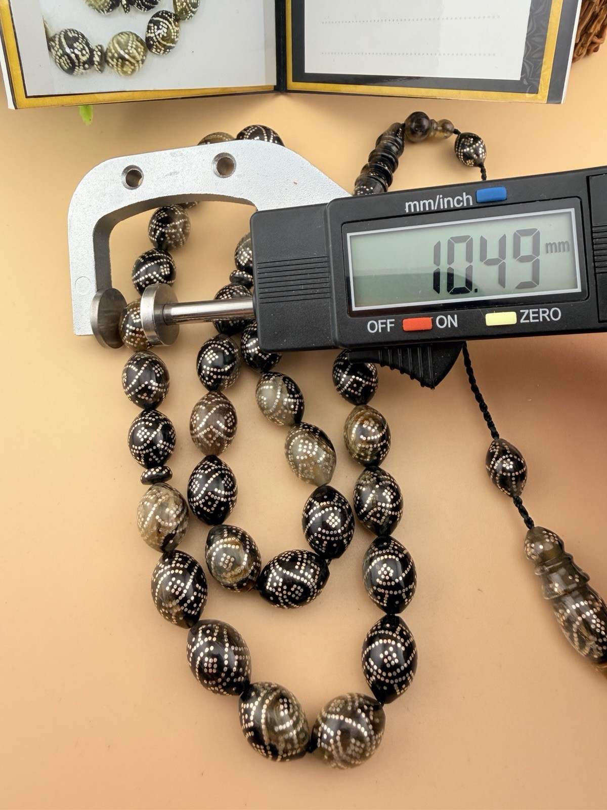 مسباح مسبحة ترسه ضهر سلحفاة دق فضة Turtle Shell Inlaid Silver 925 Islamic Rosary