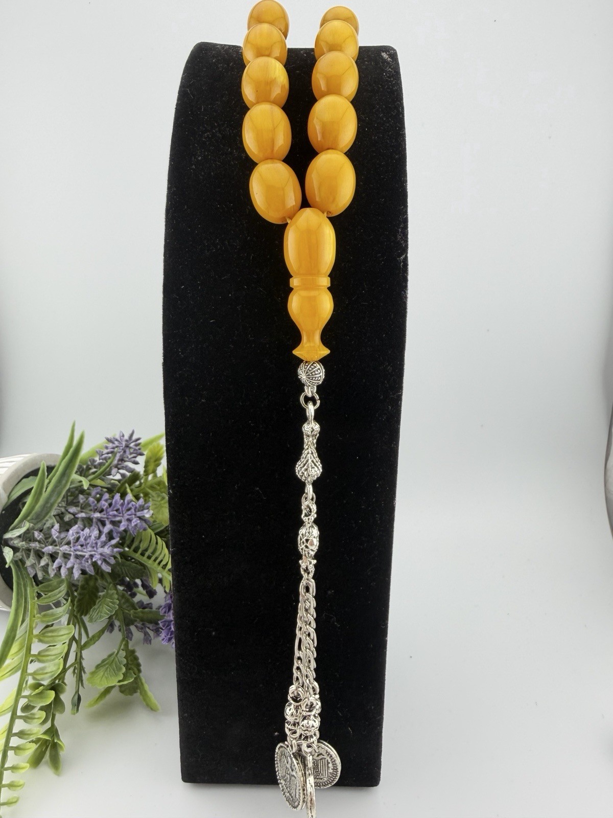 Collectible Misky Amber 33-Bead Islamic Rosary Tasbih Tasbeehمسبحة مسباح مسكي