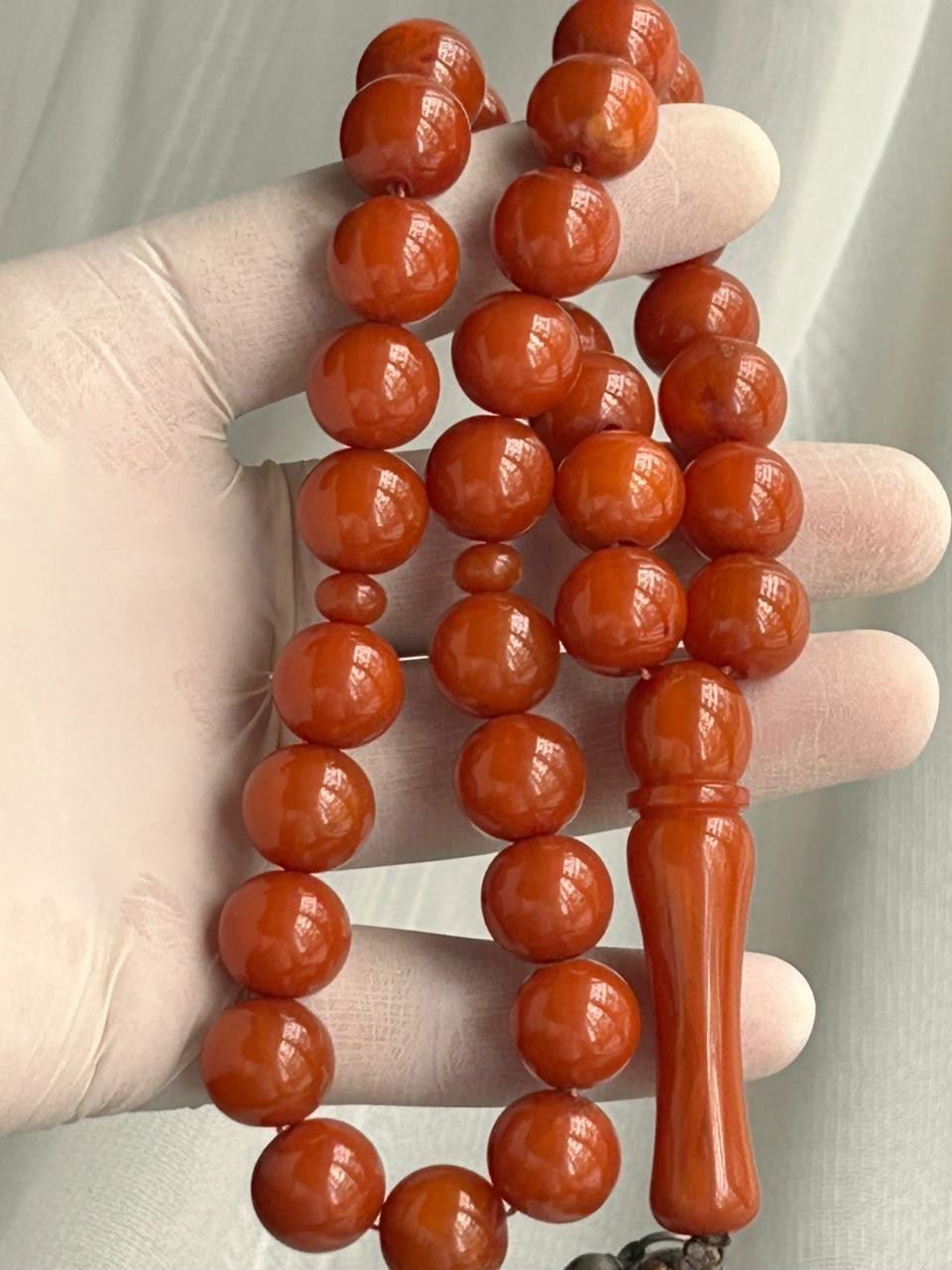 Antique Germany Cherry Amber 33 مسكي خام الماني انتيك معرق مقفول خراطة حسين زايد
