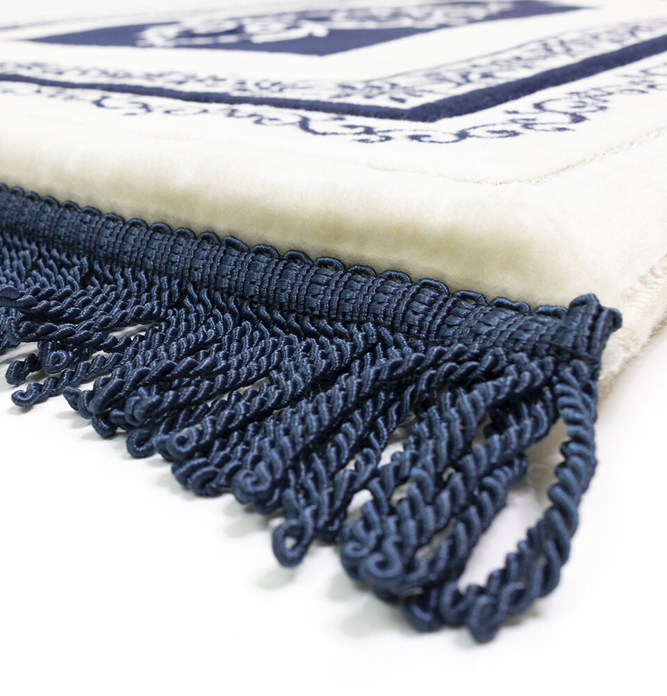 Modefa Turkish Velvet Prayer Rug – Luxury Orthopedic Padded Foam Cushion – Blue