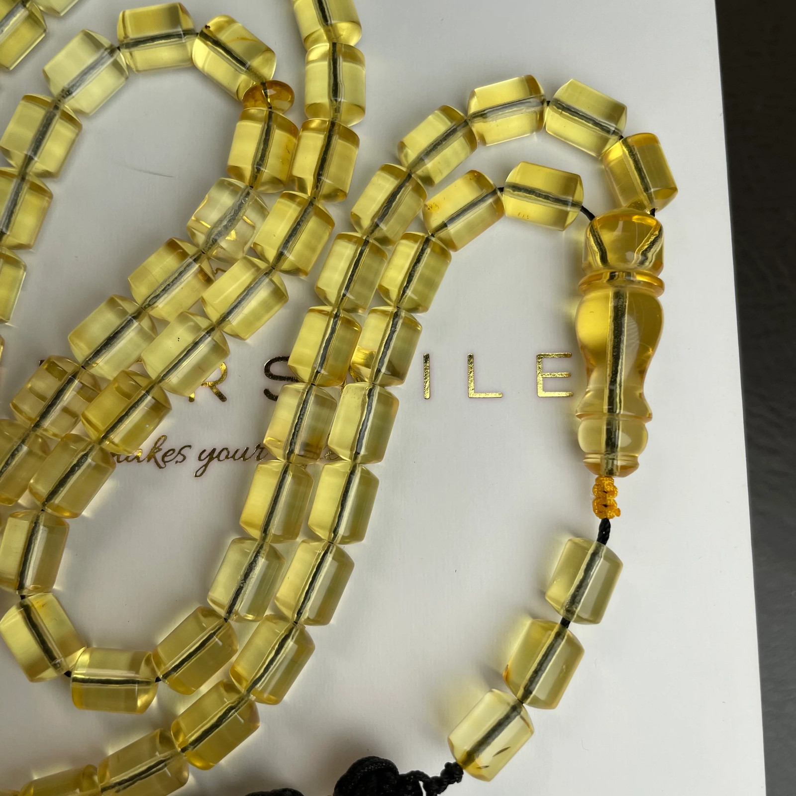 Glass Amber Misbaha Tasbih 66 Beads 6x8mm 23.50g Lab certificate
