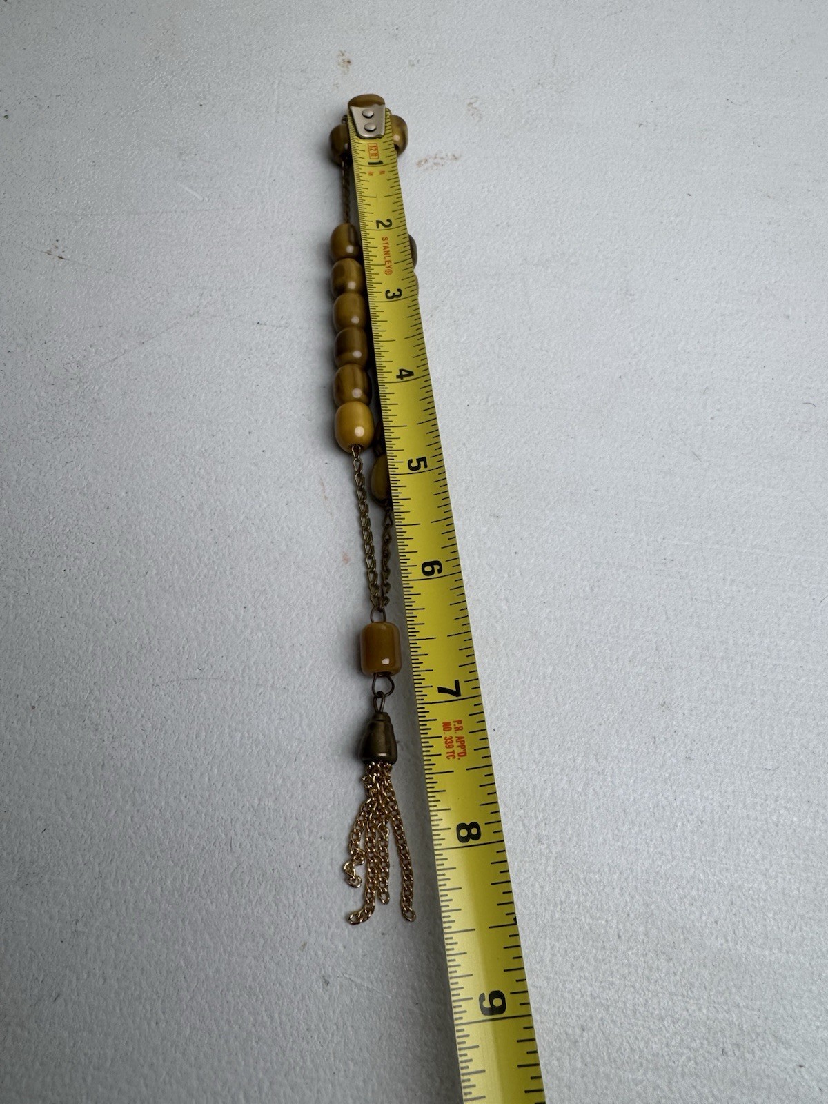 Vintage Butterscotch Bakelite Prayer Beads Tasbih Gold-Tone Chain & Tassel
