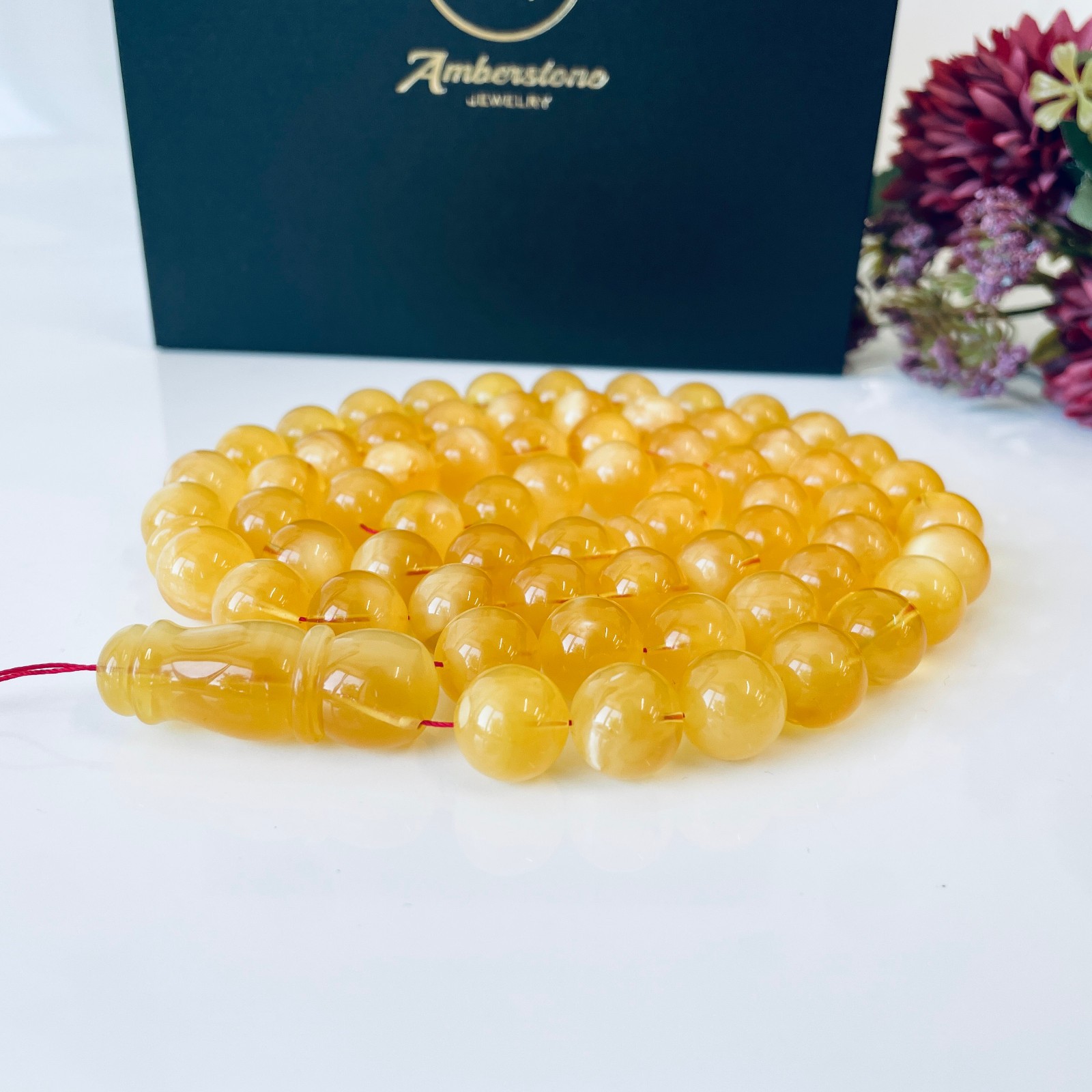 Amber Prayer Beads, Round Muslim Beads, Natural Islamic Rosary, 66 Beads for gif