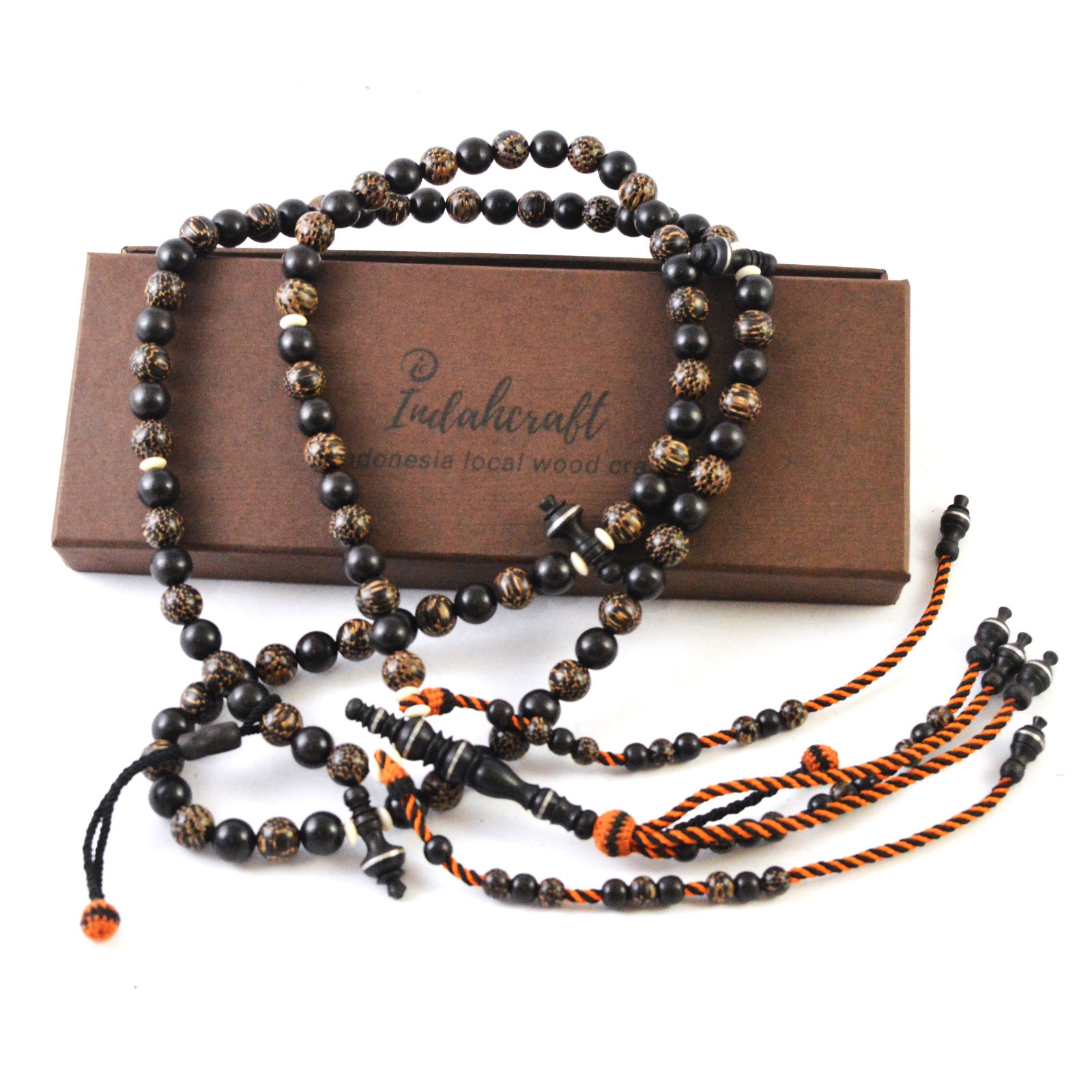 Islamic Shadhili Tasbih Prayer 100 beads Borneo Black Wood Mix Palm Liwung Wood
